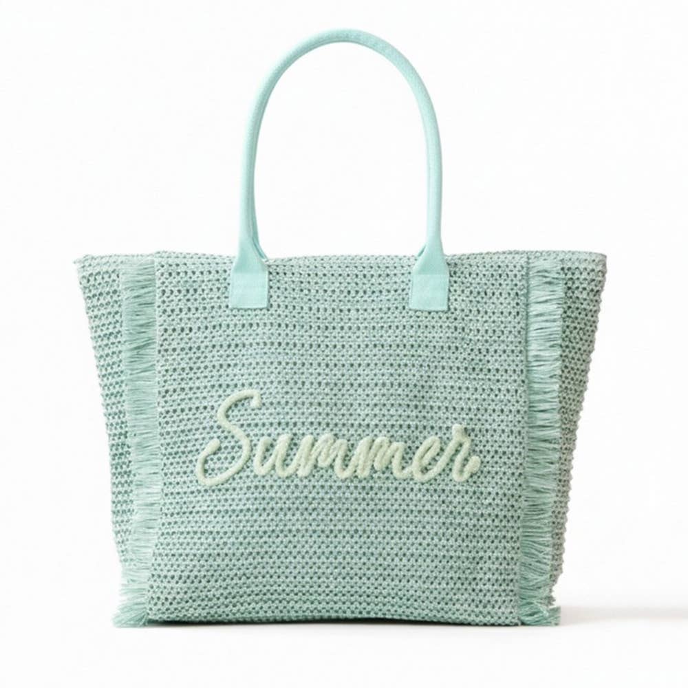 Anarchy Street - Straw Braided Summer Print Tote Bag