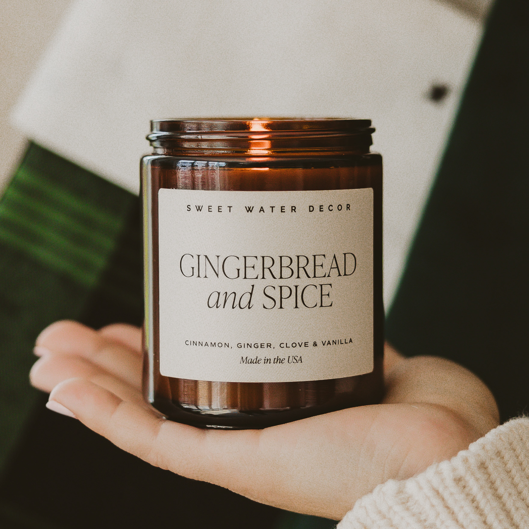Sweet Water Decor - Gingerbread and Spice 9 oz Soy Candle- Christmas Decor