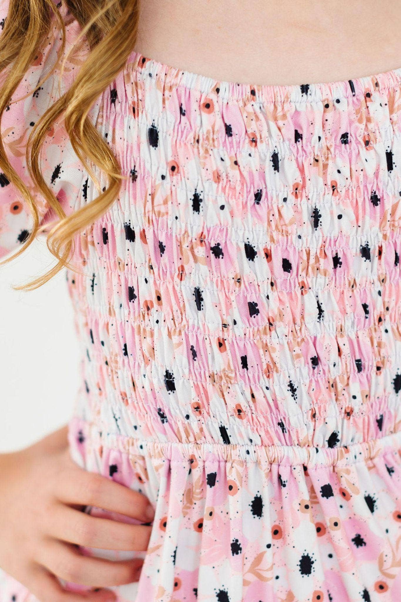 Mila & Rose - Whimsical Wildflowers Smocked Ruffle Dress