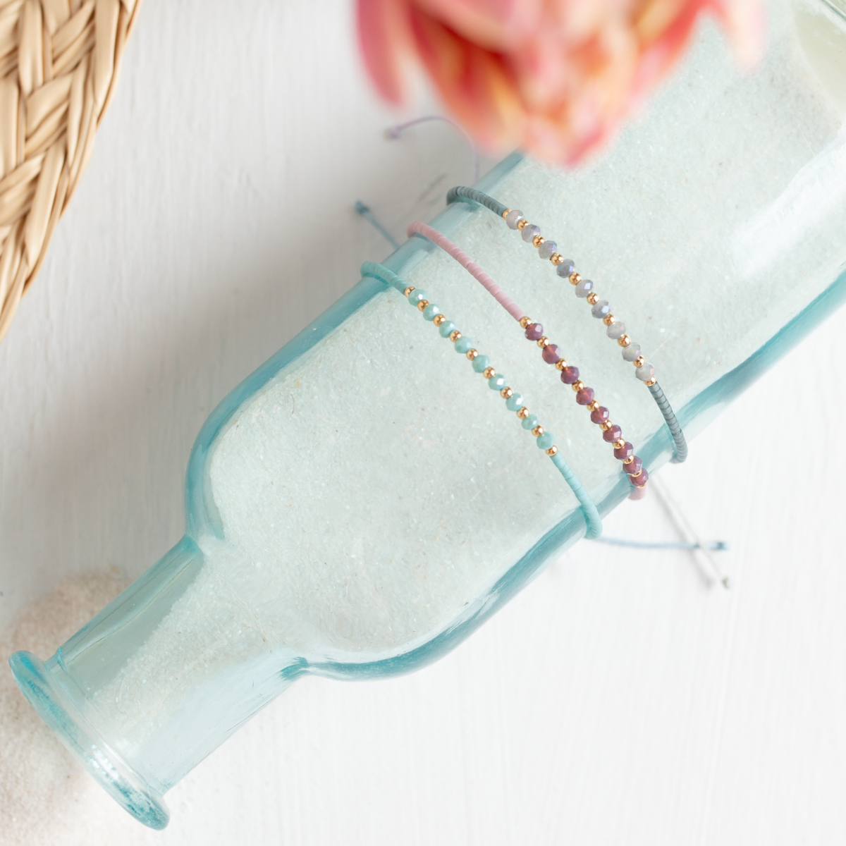 Splendid Iris - Set/12 Adjustable Glitz Accented Miyuki Bracelets, SALE