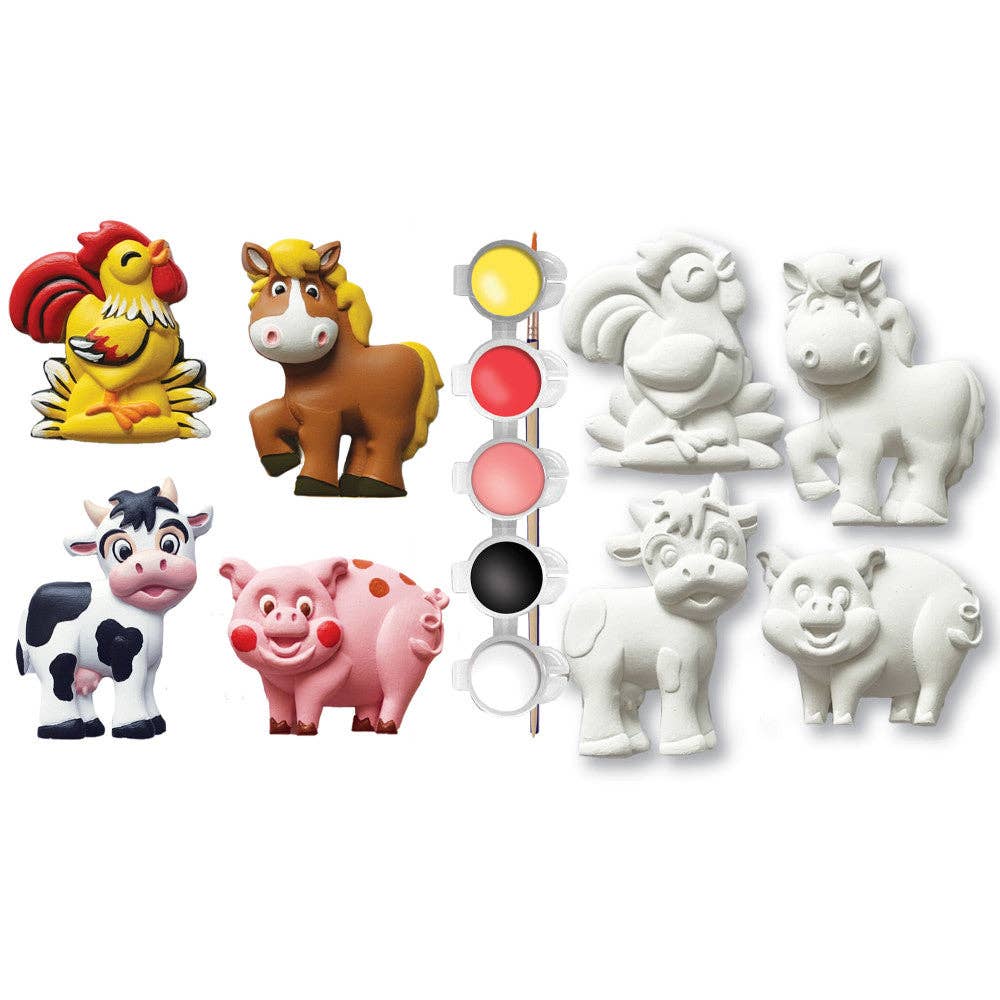 Masterpieces Puzzles - Old MacDonald's Farm - 4-Pack Plaster Magnets Paint Kit