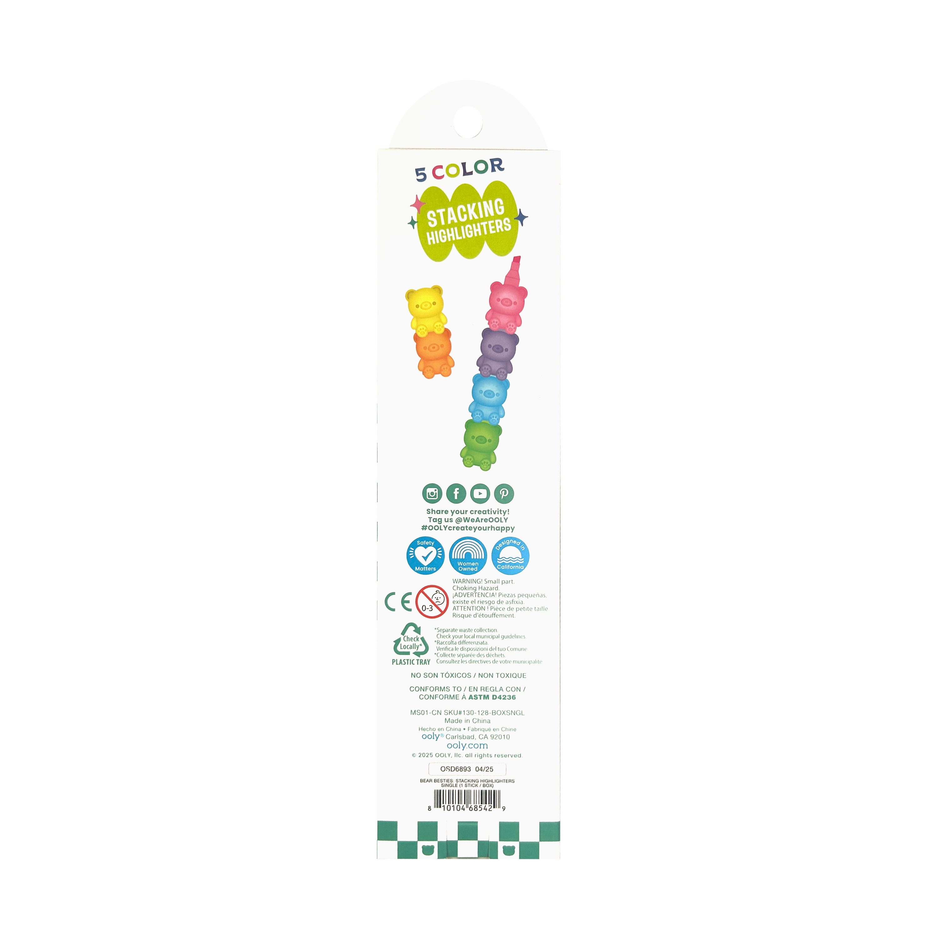 OOLY - Bear Besties: Stacking Highlighters - Single (1 Stick / Box)