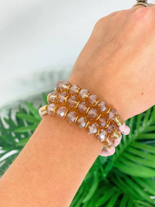 Prep Obsessed Wholesale - Silicone Disc Beaded Stretch Bracelet Stack