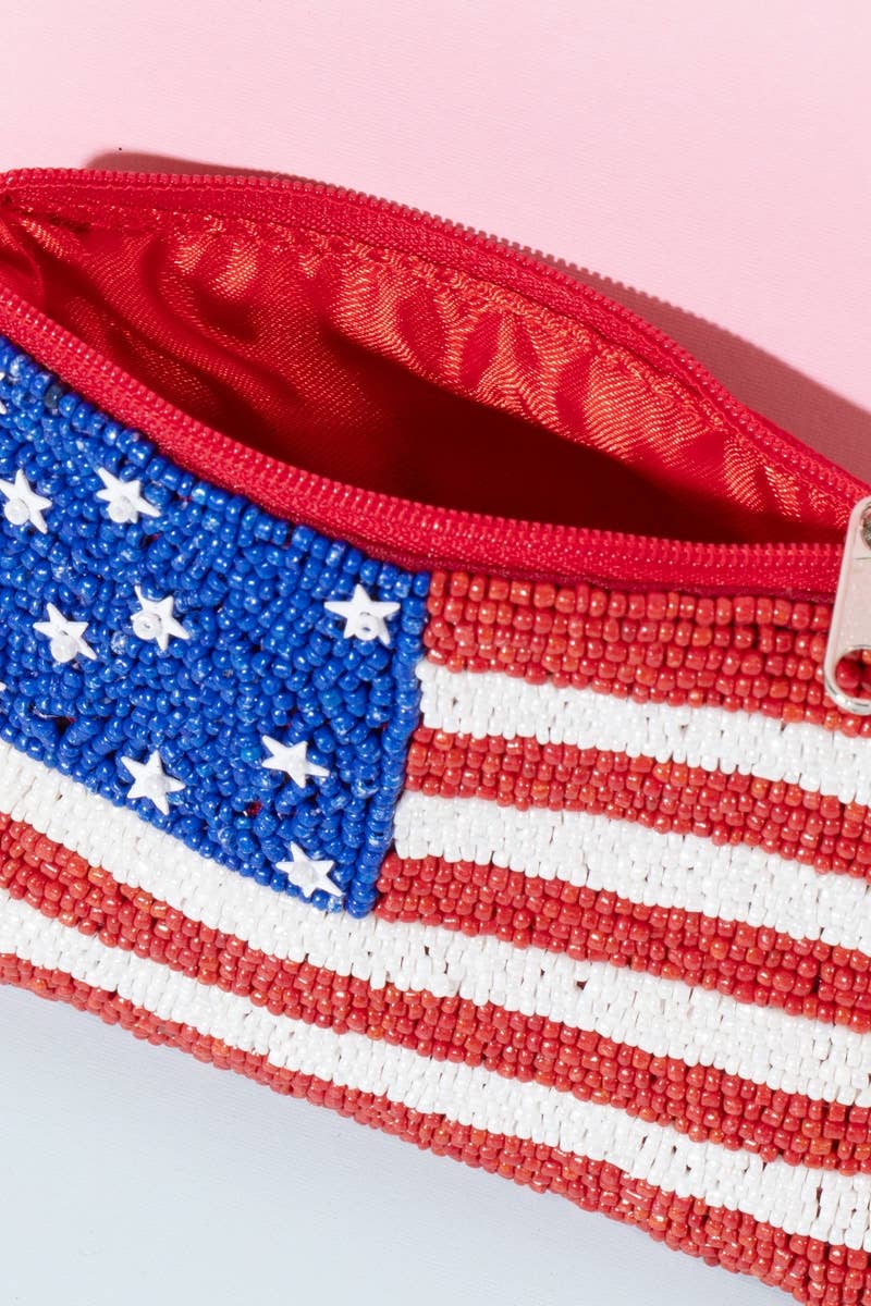 Anarchy Street - American Flag Beaded Coin Purse