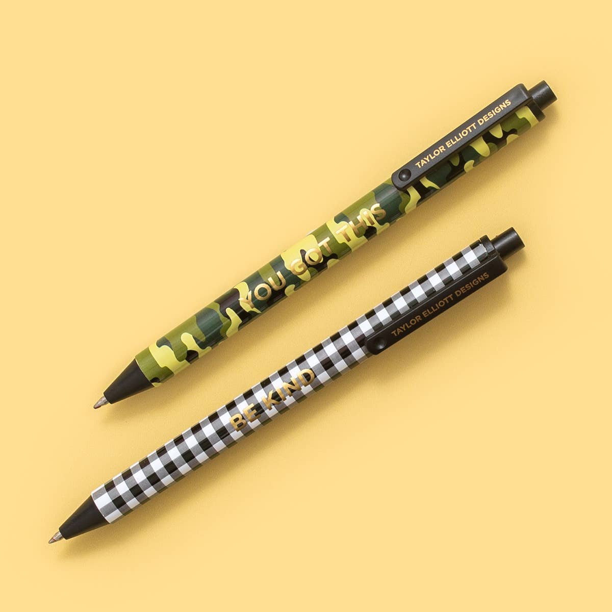 Taylor Elliott Designs - Gel Pen Set - Camouflage + Gray Gingham - 2 Piece Set