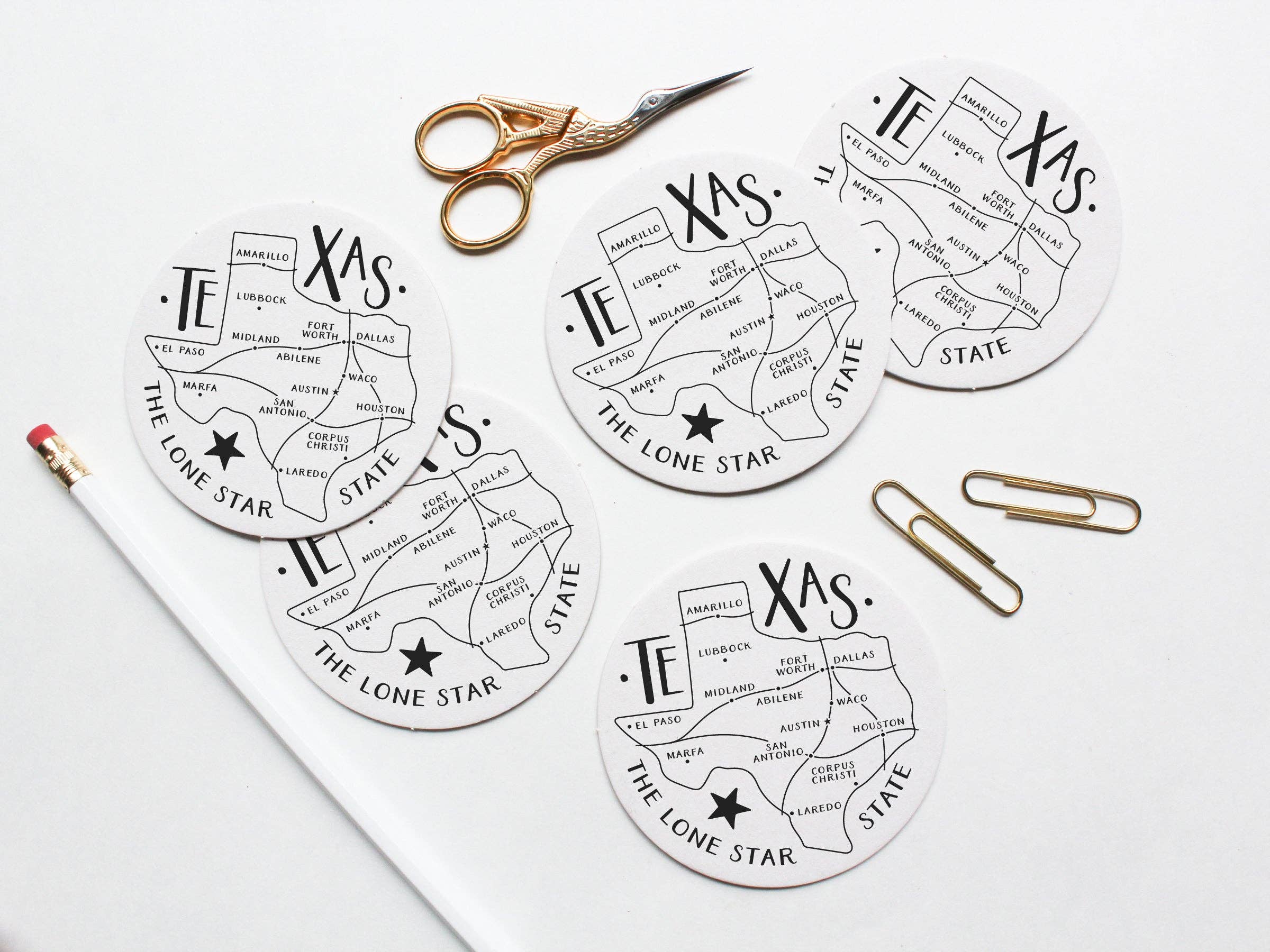 Easyhand Goods Co. - Texas State Map Coaster Set