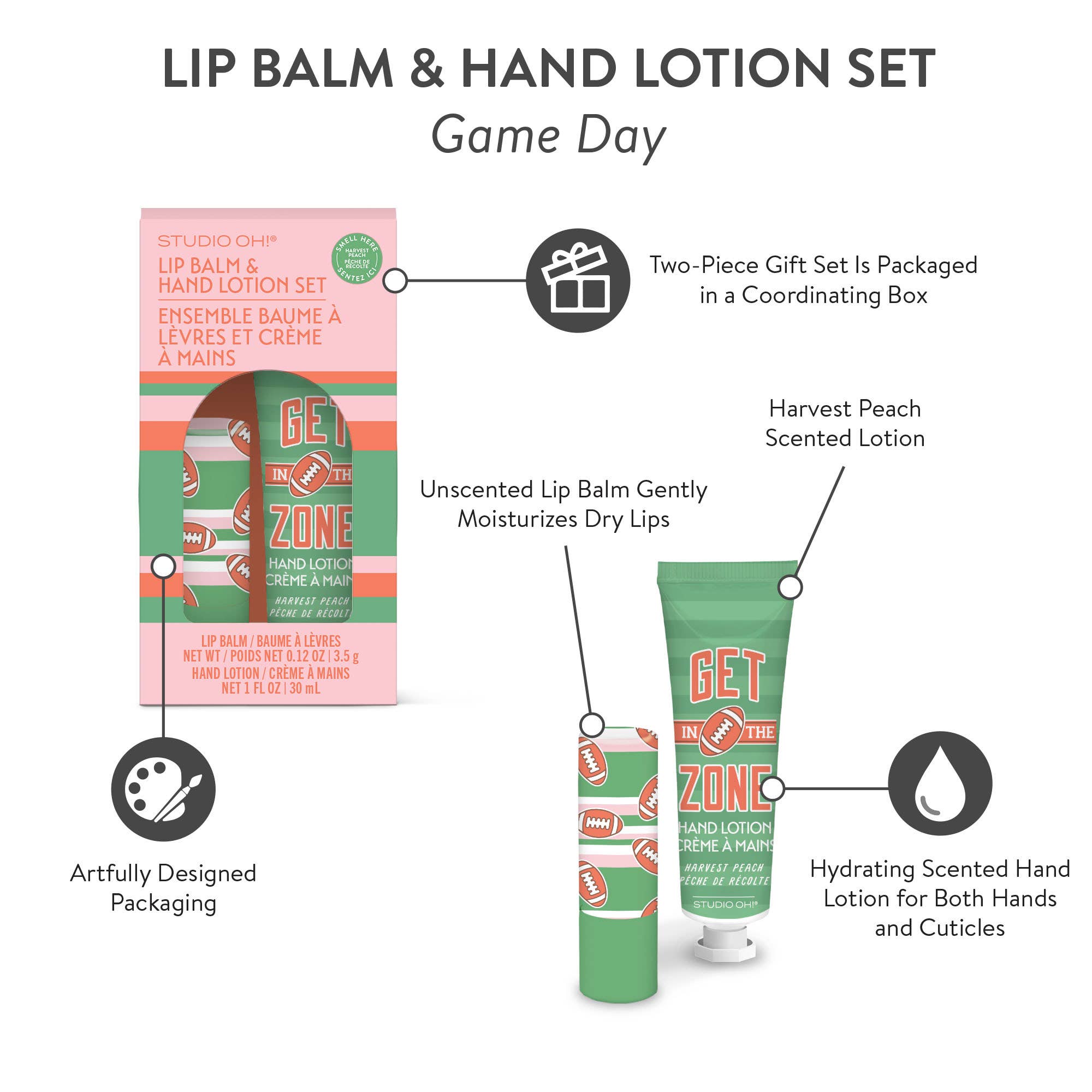 Studio Oh! - Game Day Lip Balm & Hand Lotion Set