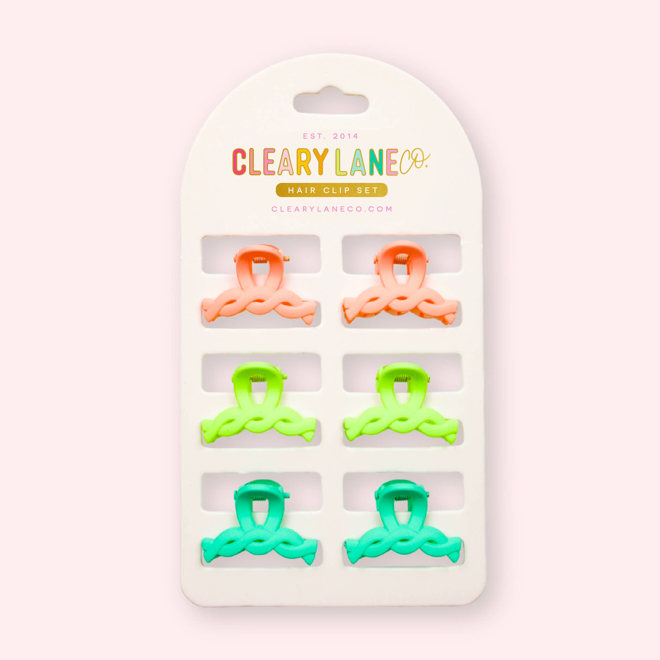 Cleary Lane - Mini Hair Clip Set | Pink, Green & Blue