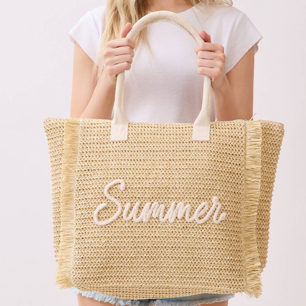 Anarchy Street - Straw Braided Summer Print Tote Bag