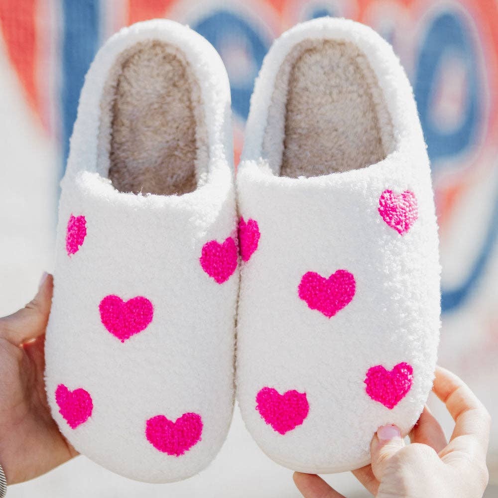 Katydid - Pink Hearts All Over Cozy Slippers