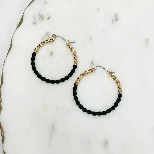 Prep Obsessed Wholesale - Enamel Gold Twist Hoop Earrings