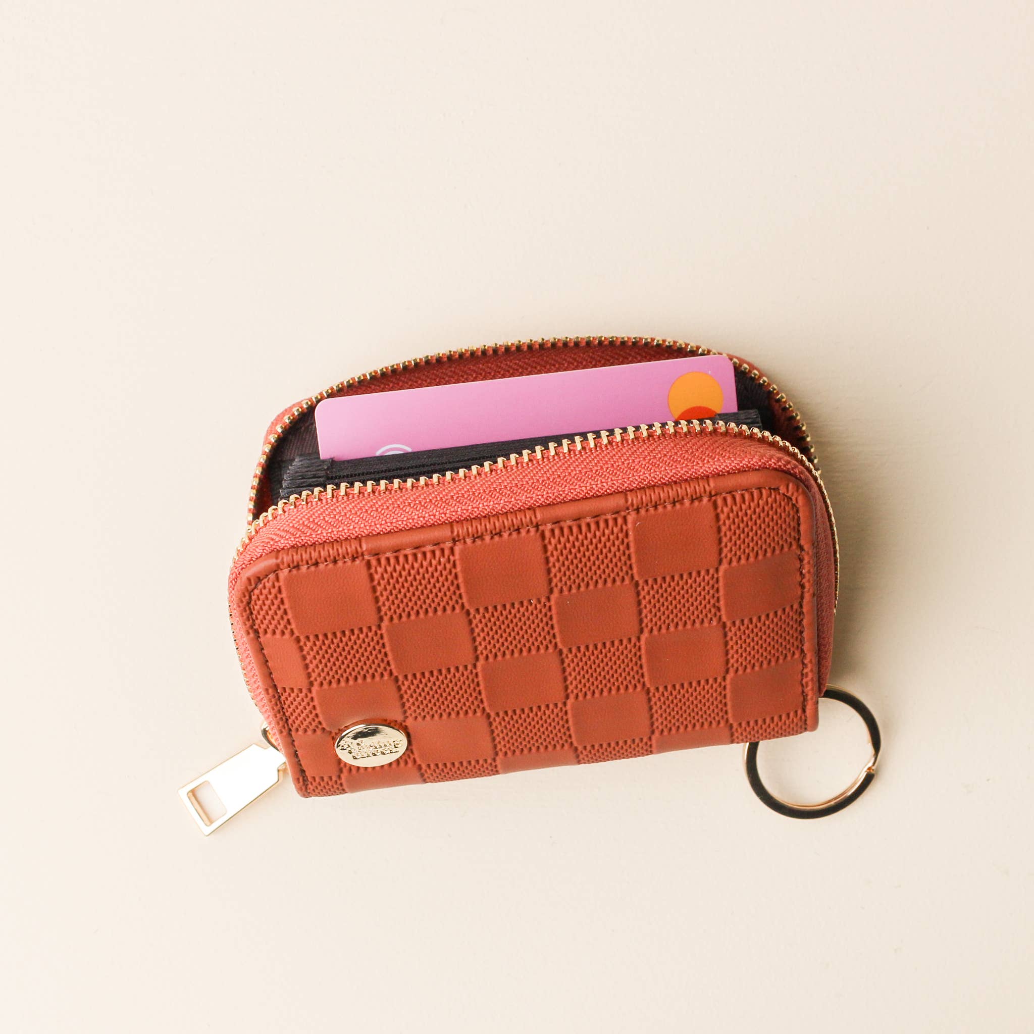 The Darling Effect - Zip Around Wallet-Cognac Check