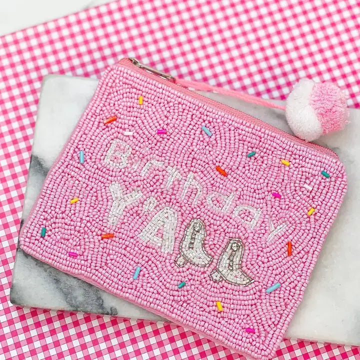 Prep Obsessed Wholesale - Birthday Y'all' Beaded Zip Pouch