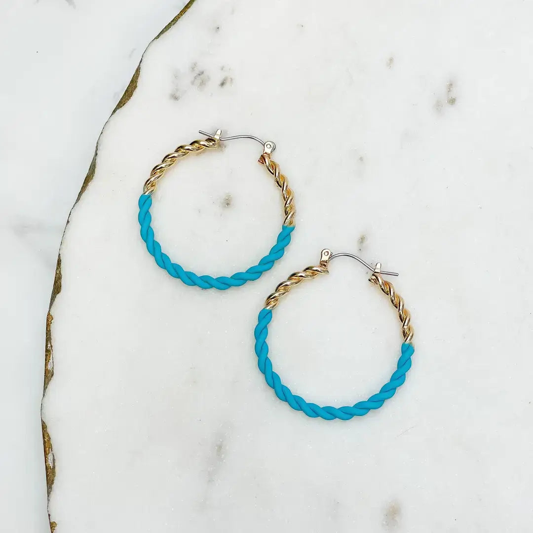 Prep Obsessed Wholesale - Enamel Gold Twist Hoop Earrings