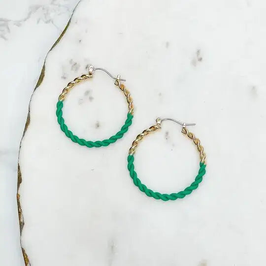 Prep Obsessed Wholesale - Enamel Gold Twist Hoop Earrings