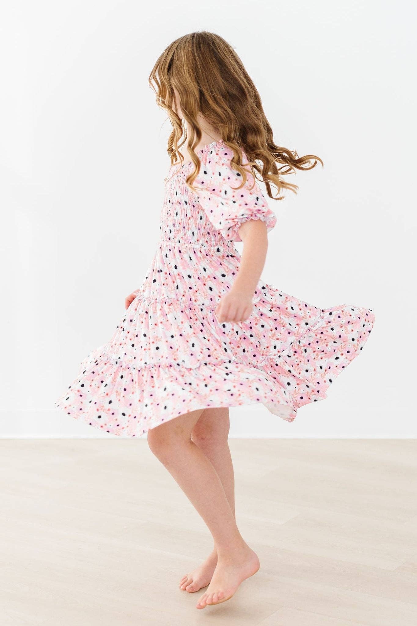 Mila & Rose - Whimsical Wildflowers Smocked Ruffle Dress