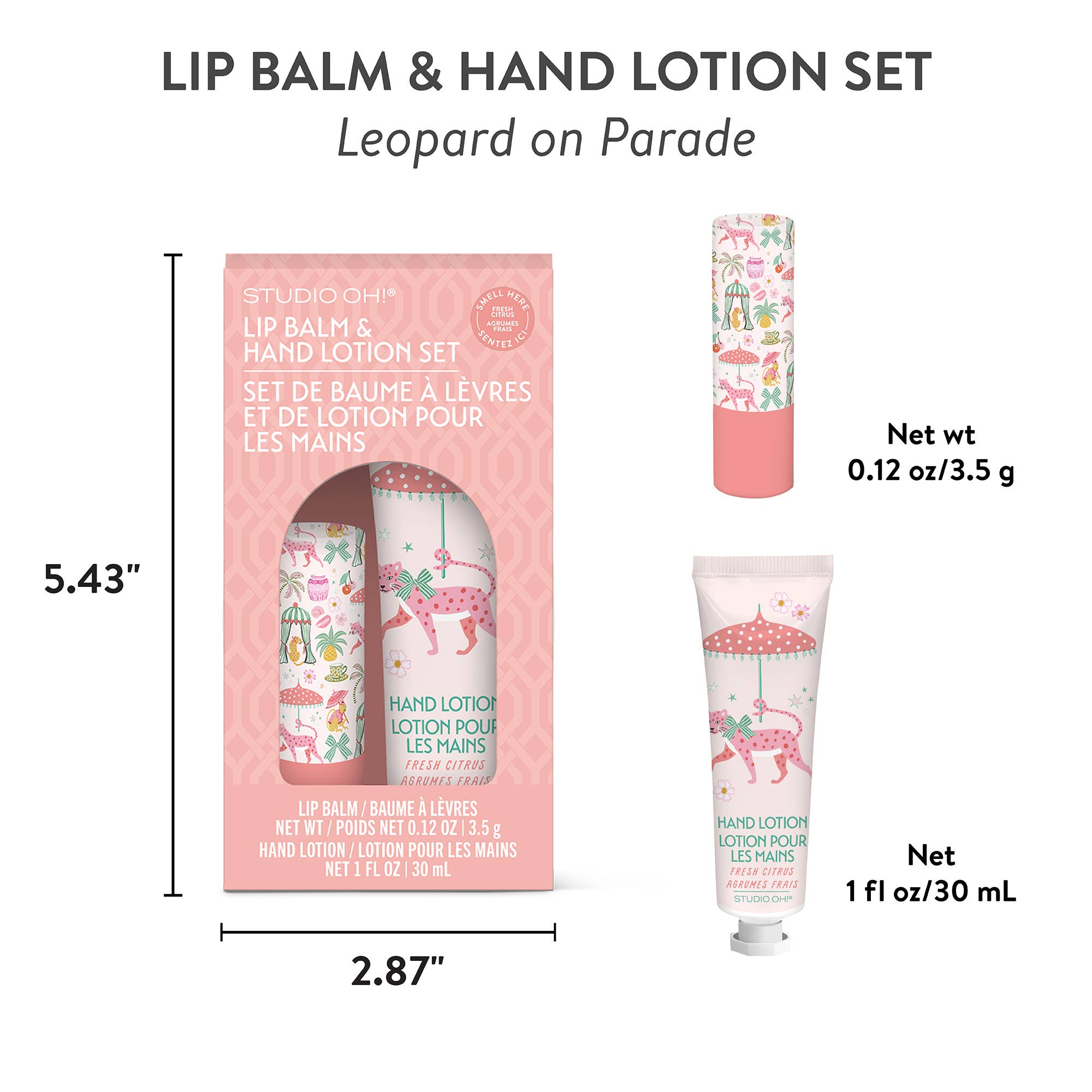 Studio Oh! - Leopard on Parade Lip Balm & Hand Lotion Set
