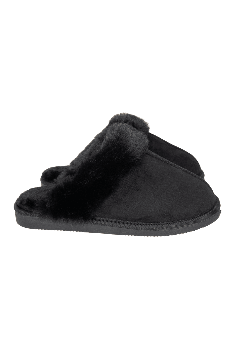 Katydid - Black Faux Fur Women's Slippers