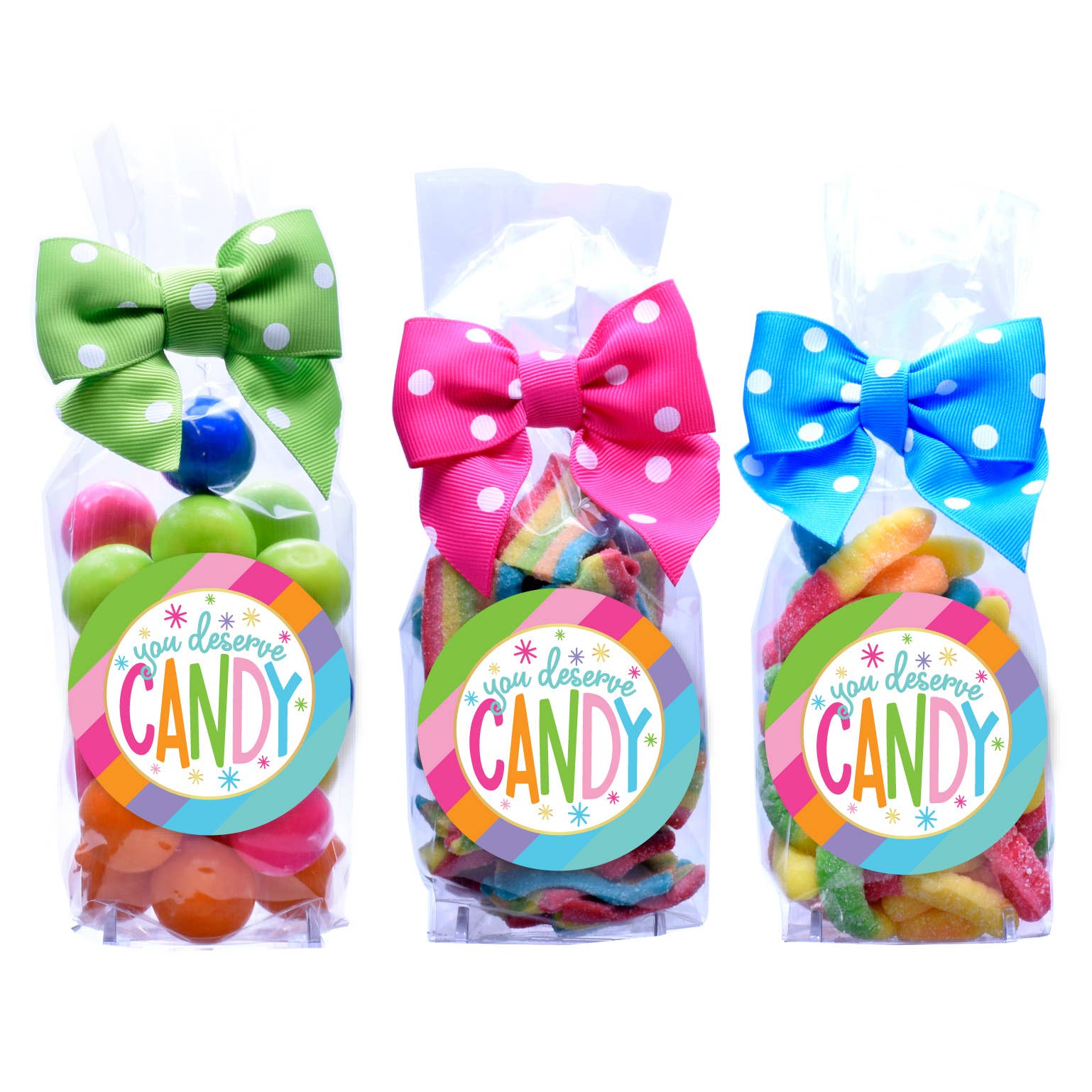 Oh, Sugar! - Candy Bags - Bright Stripe You Deserve... - Large - 12 Bags