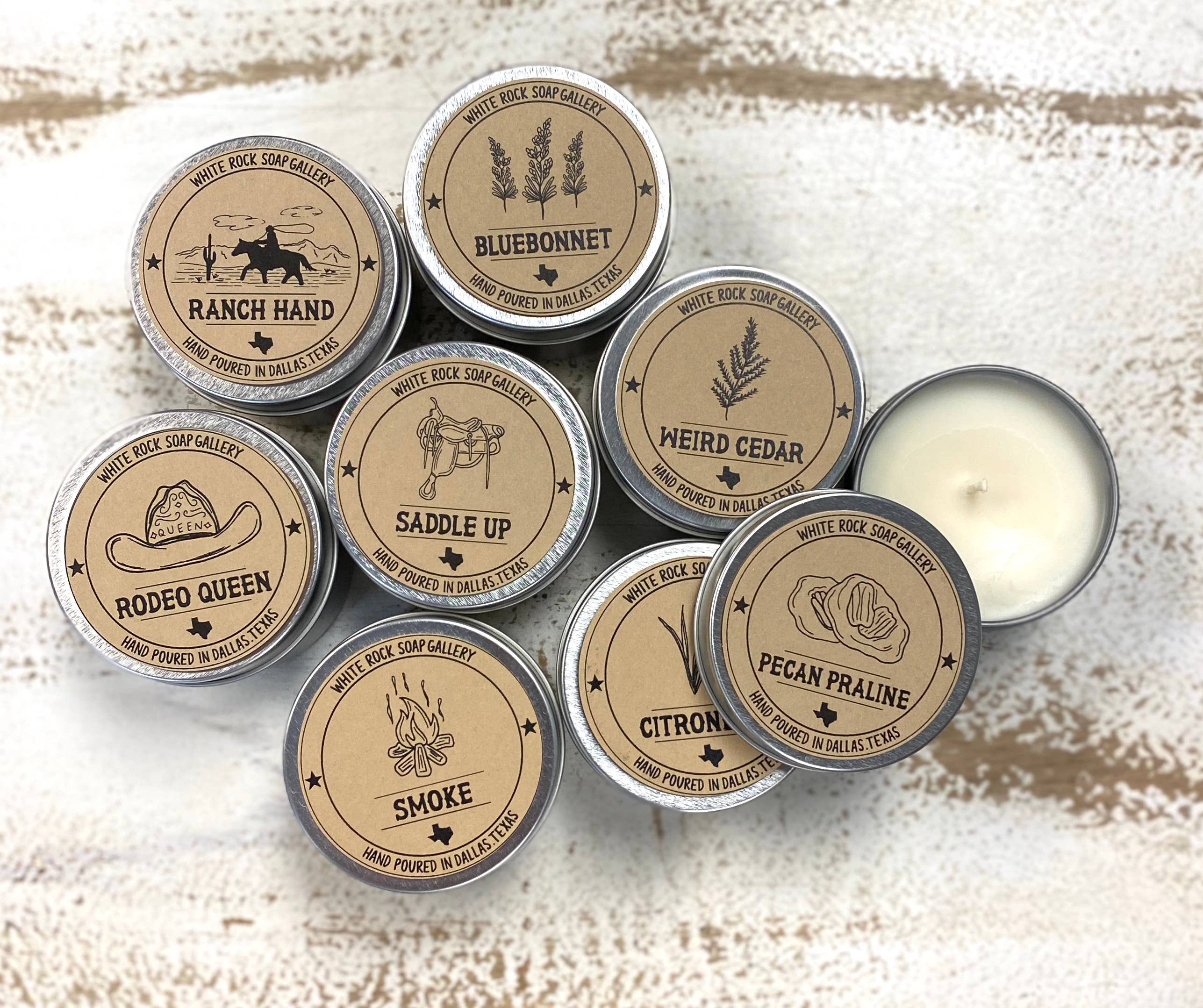 White Rock Soap Gallery - Soy Wax Candle - Texas 4 oz Tin