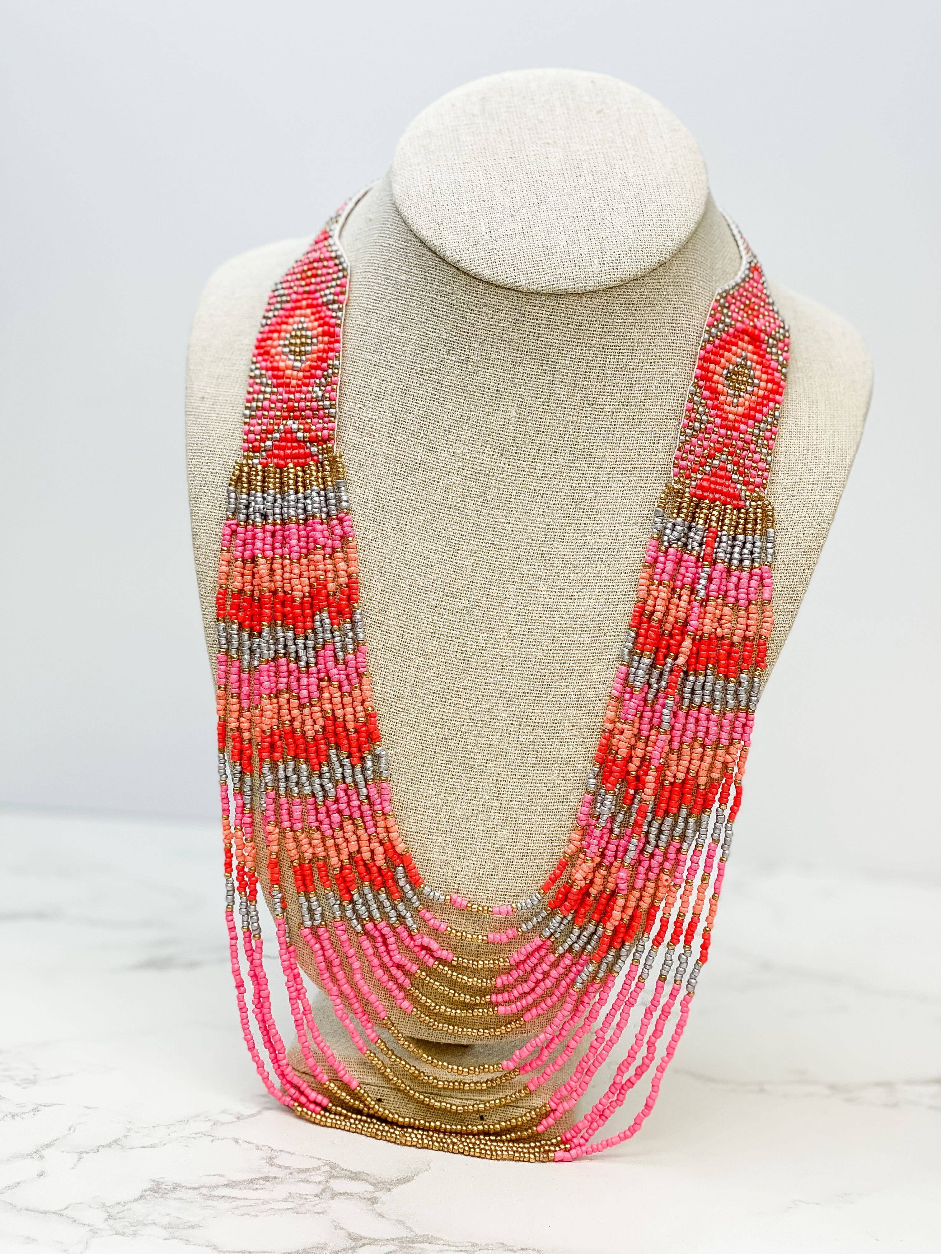Prep Obsessed Wholesale - Serape Seed Bead Multistrand Necklace