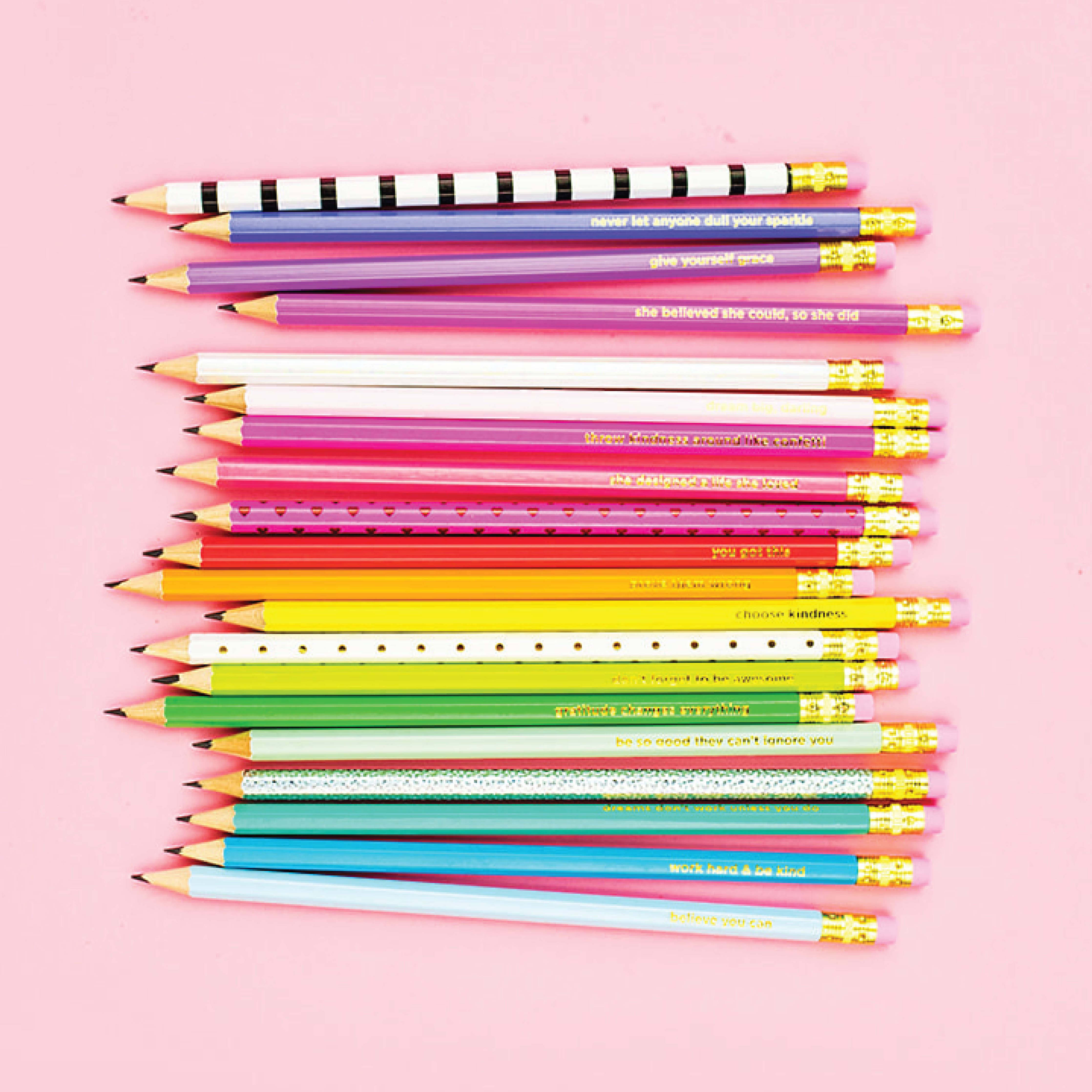 Taylor Elliott Designs - Pencil Set - Motivational - Asst Colors - 22 Pcs
