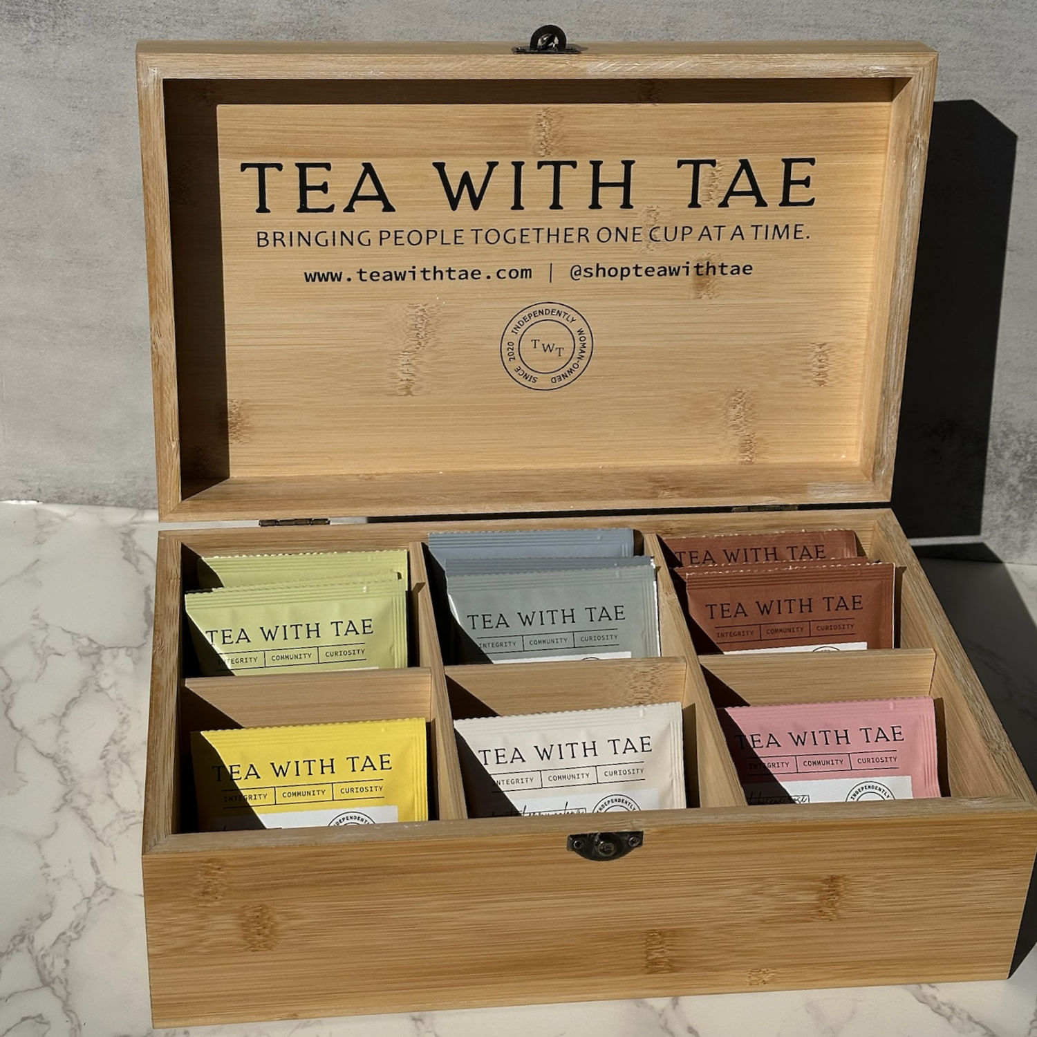 Tea with Tae - Wooden Tea Box Sampler (+ 42 tea bags)