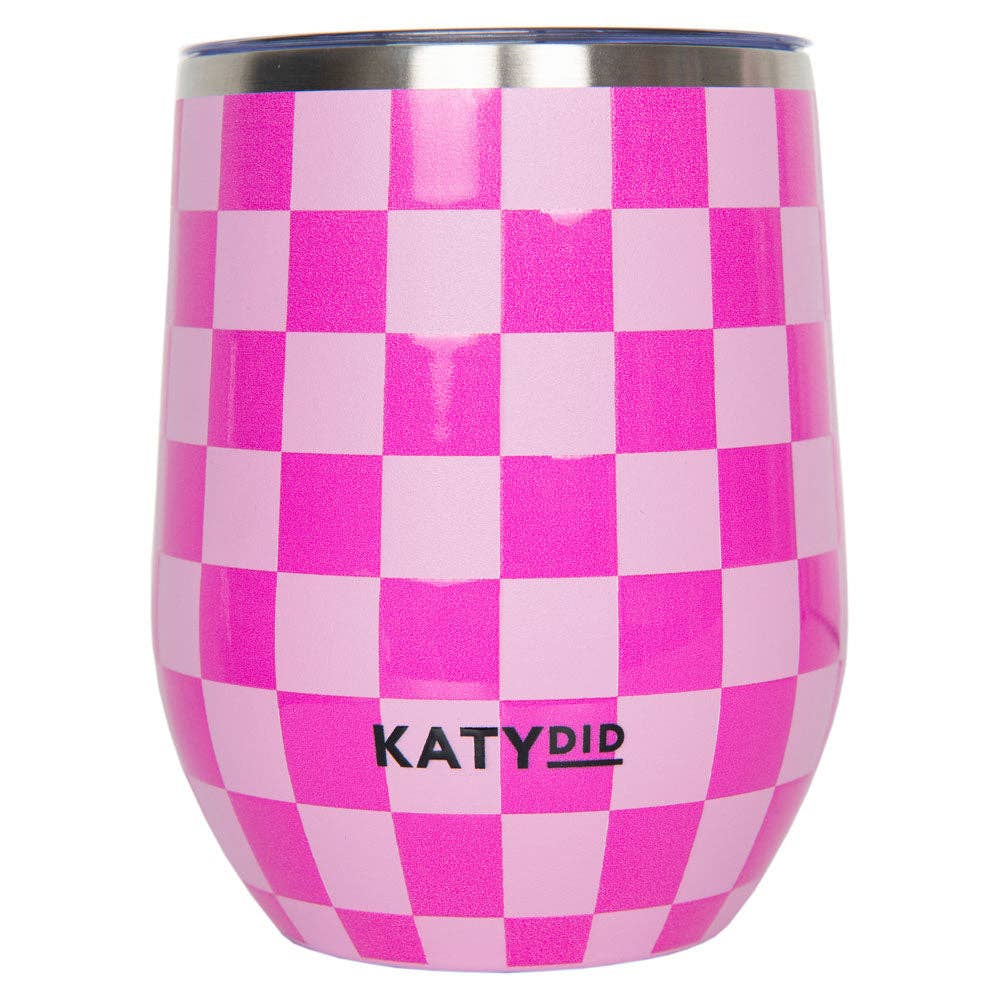 Katydid - Pink Checker Wholesale Insulated Wine Tumbler