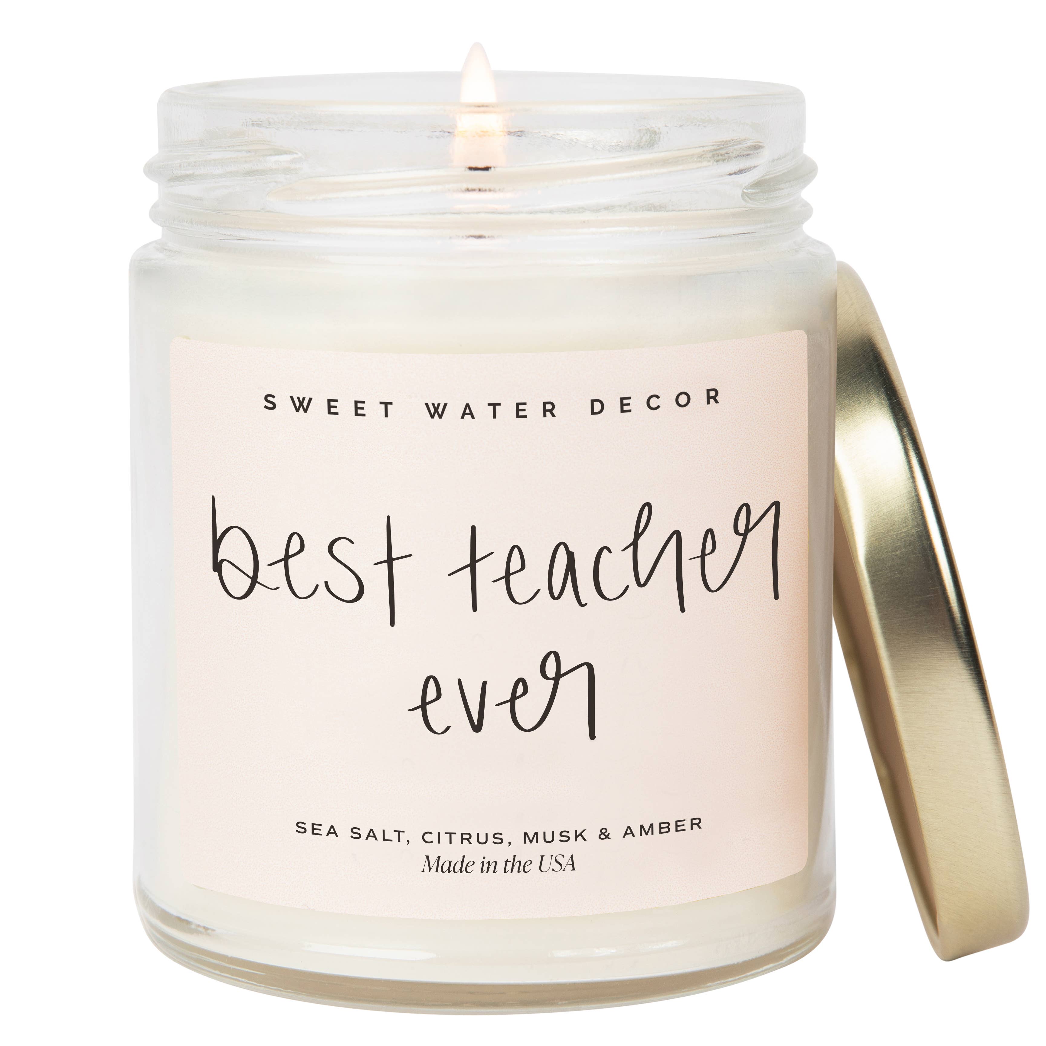Sweet Water Decor - Best Teacher Ever 9 oz Soy Candle - Home Decor & Gifts