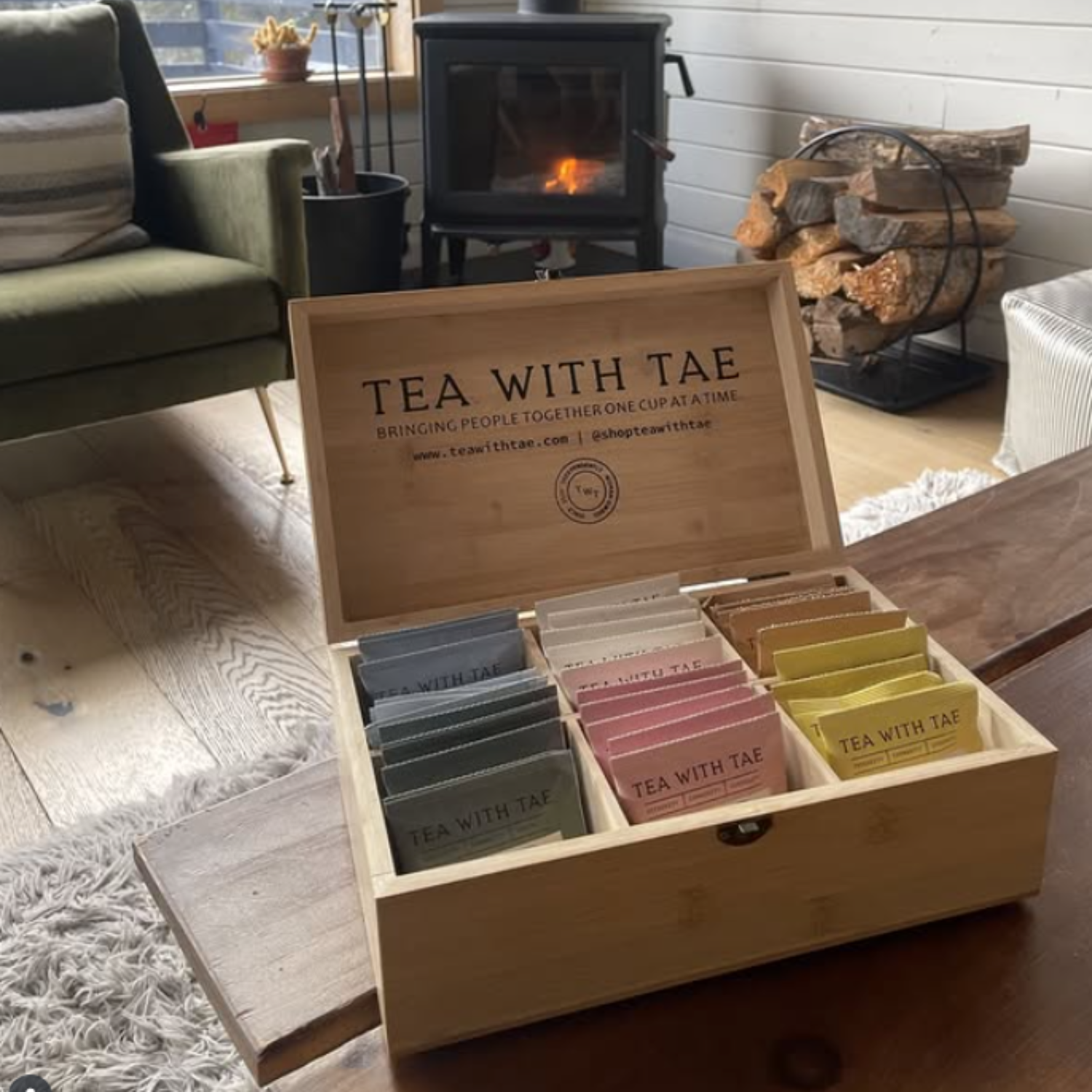 Tea with Tae - Wooden Tea Box Sampler (+ 42 tea bags)