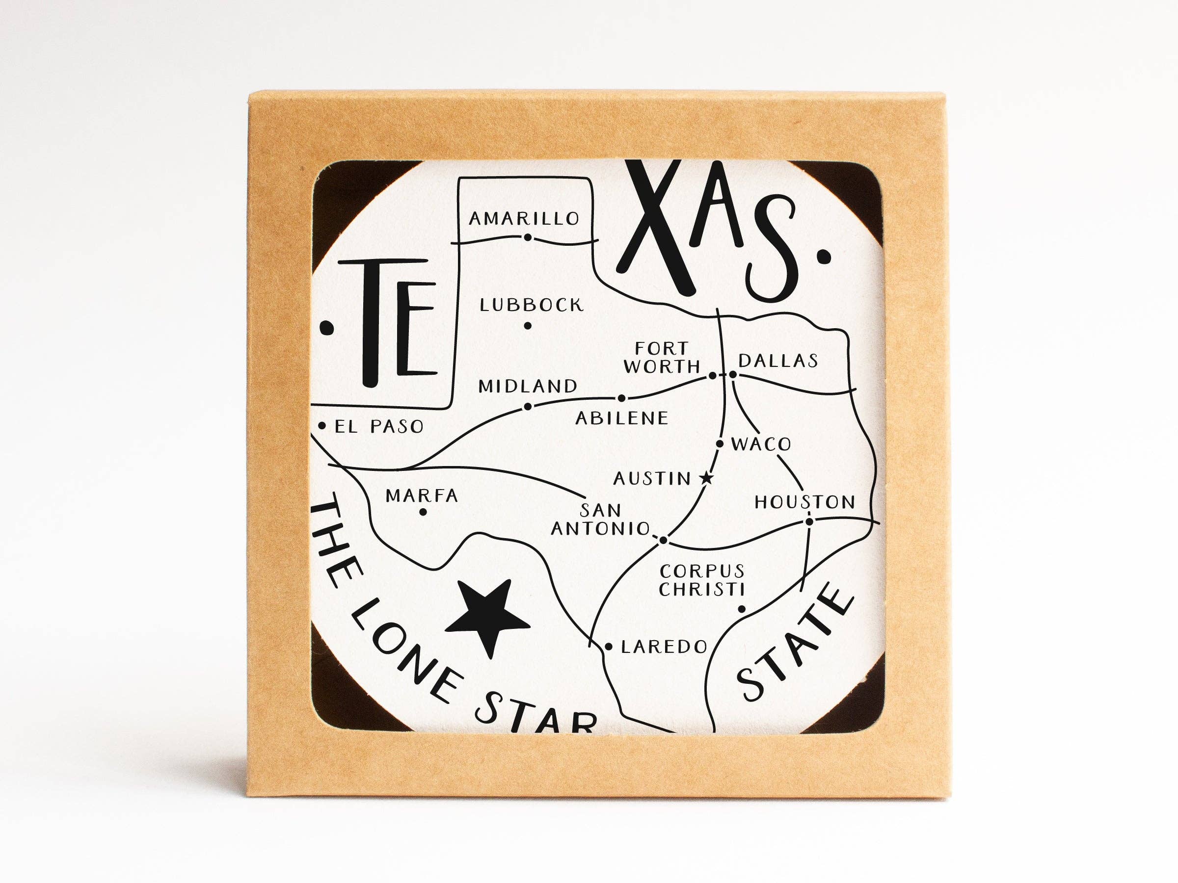 Easyhand Goods Co. - Texas State Map Coaster Set