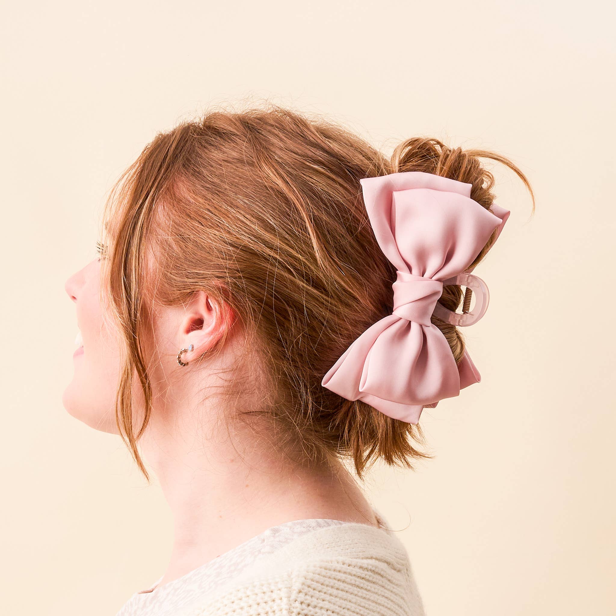 The Darling Effect - Satin Bow Claw Clip- Blush