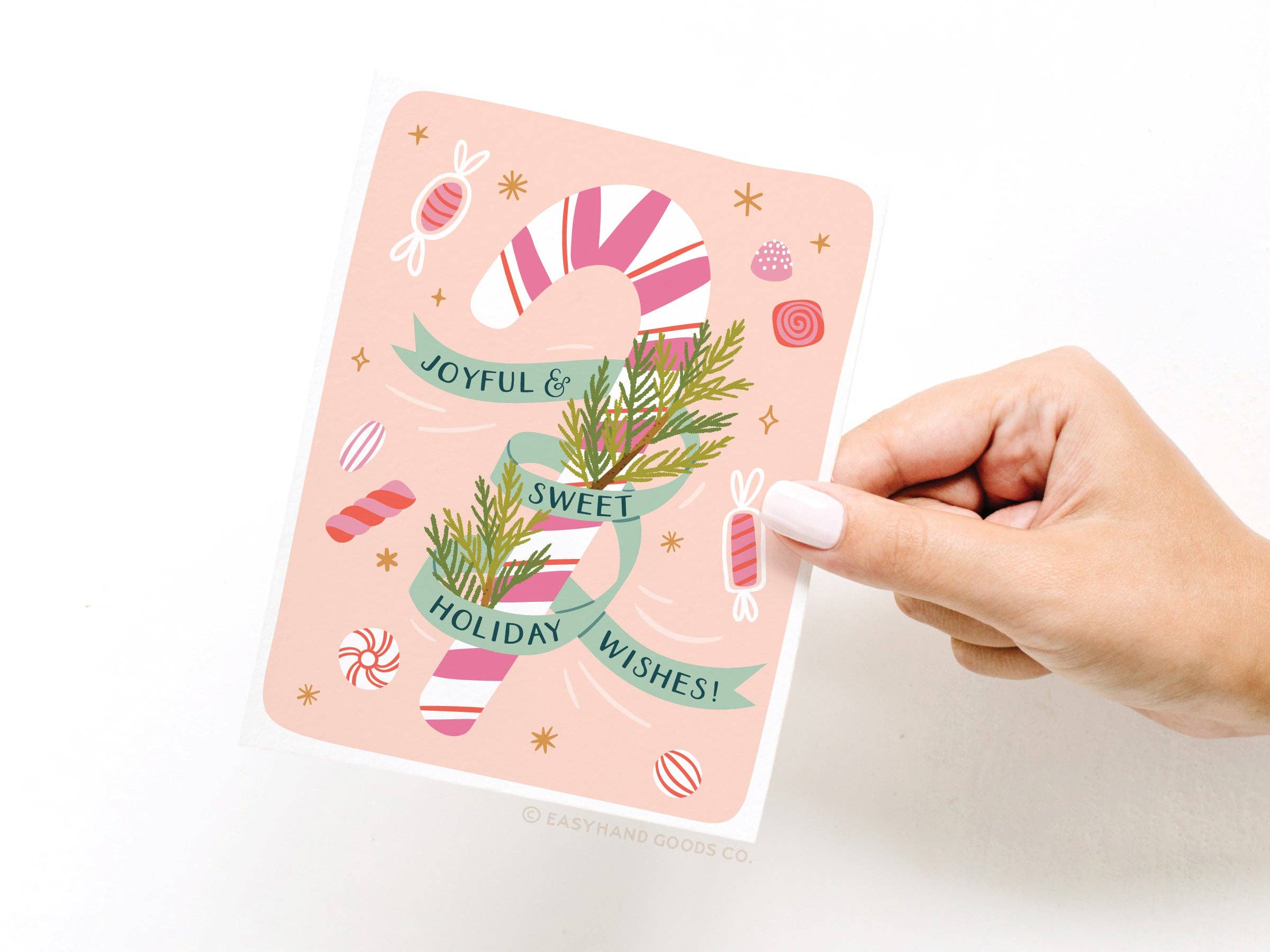 Easyhand Goods Co. - Joyful & Sweet Holiday Wishes Candy Cane Greeting Card