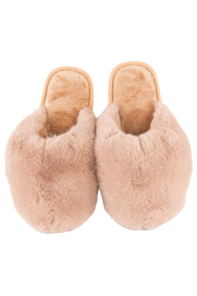 Katydid - Tan Faux Fur Jumbo Slippers Wholesale