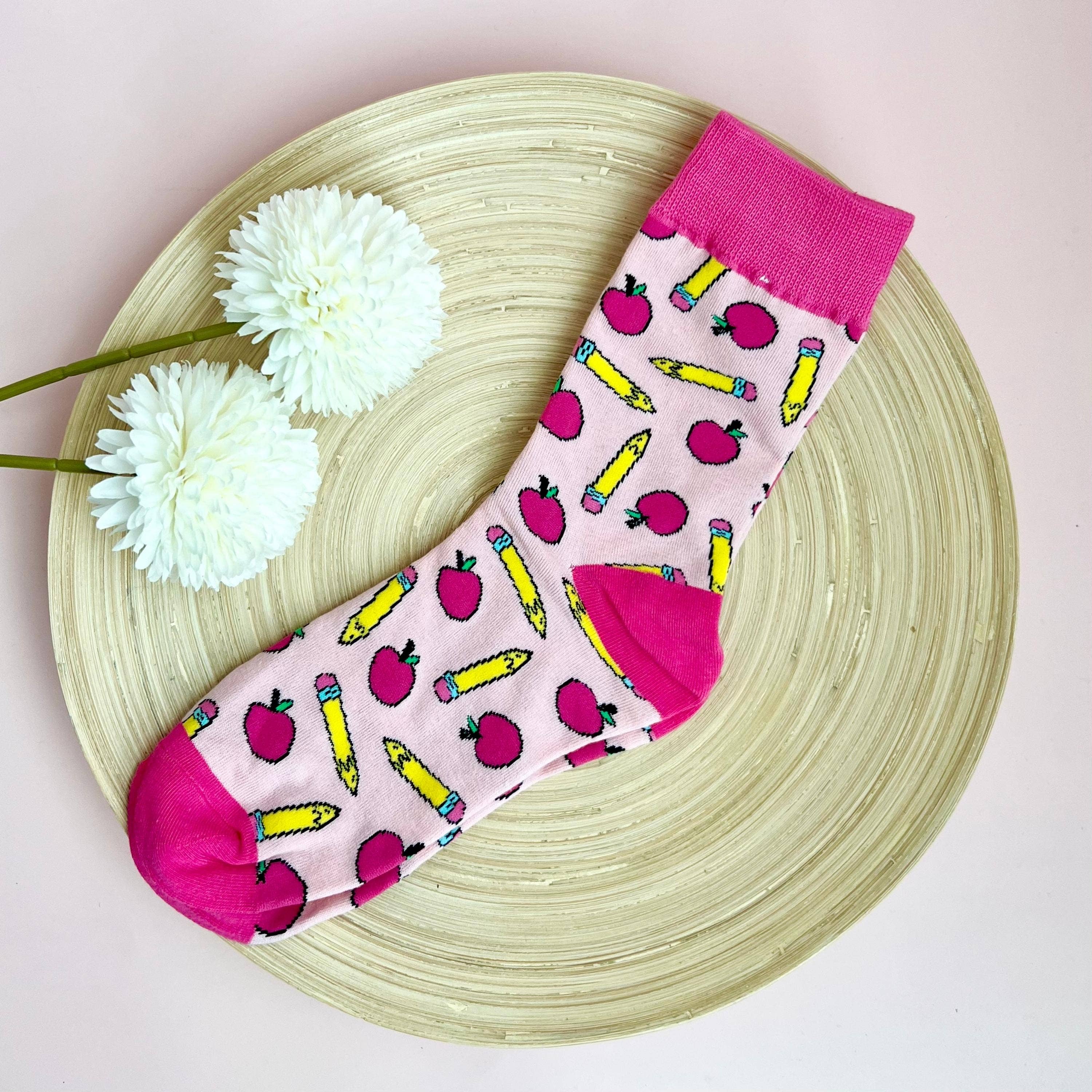 Tiny Gift Society - Teacher Socks | Cute Apple Pencil Socks | Inspirational Sock