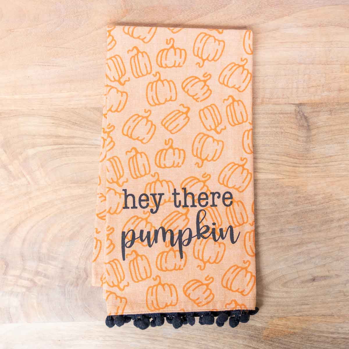 The Royal Standard - Hey There Pumpkin Hand Towel    Orange/Black   20x28