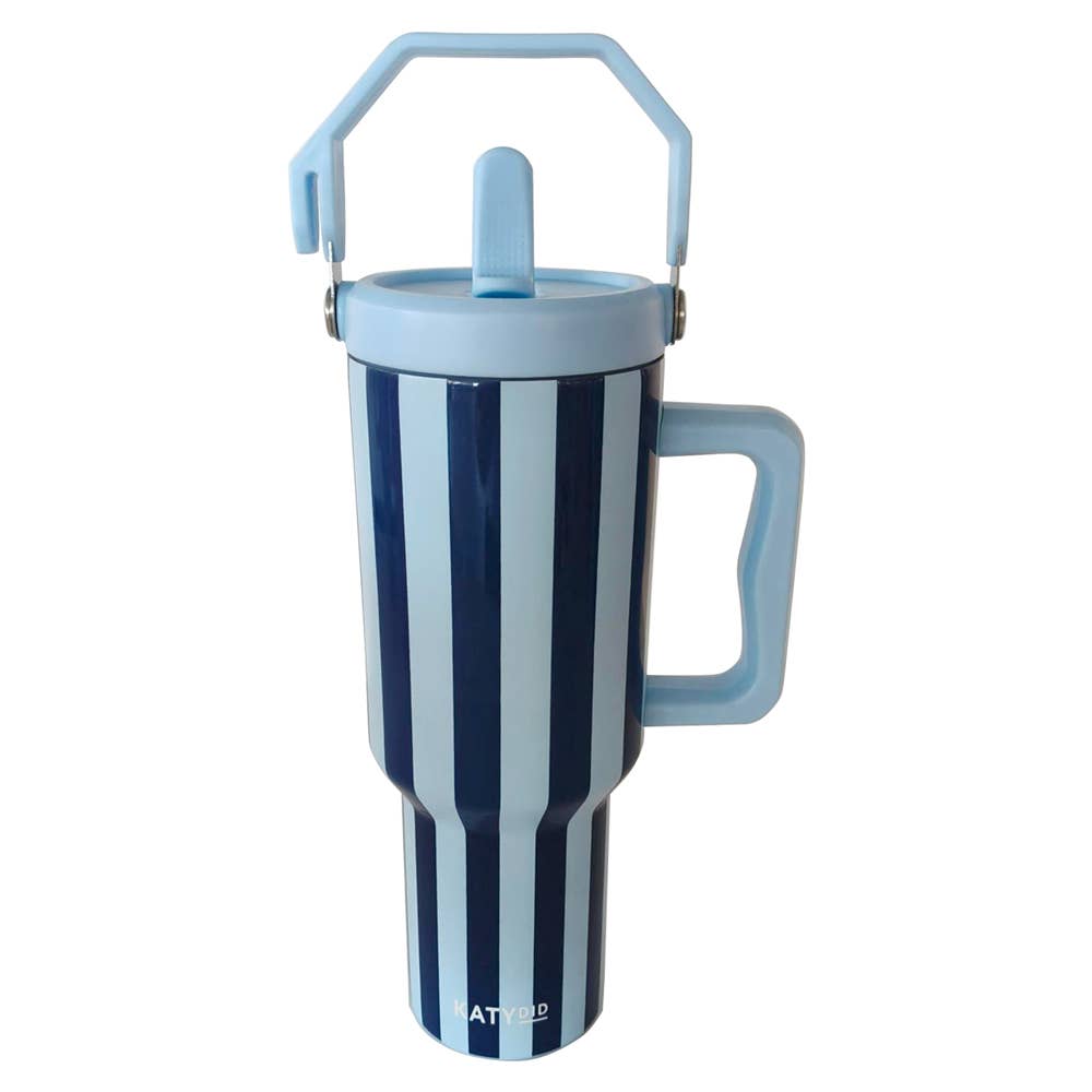 Katydid - Light Blue and Navy Striped 38 Oz Easter Cabana Jug Tumbler
