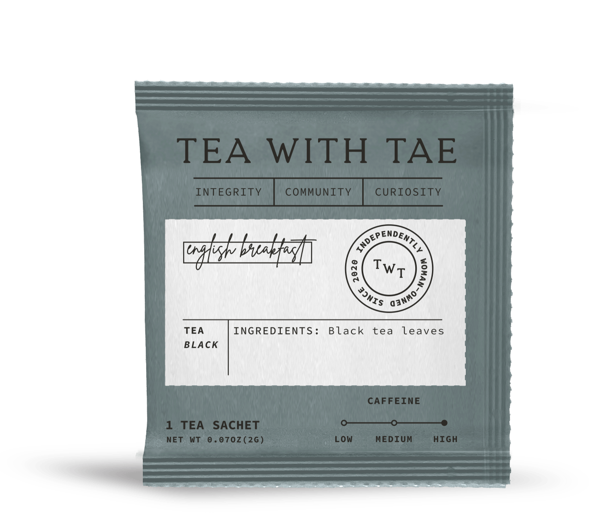 Tea with Tae - English Breakfast Tea Box (15 wrapped pyramid tea bags)