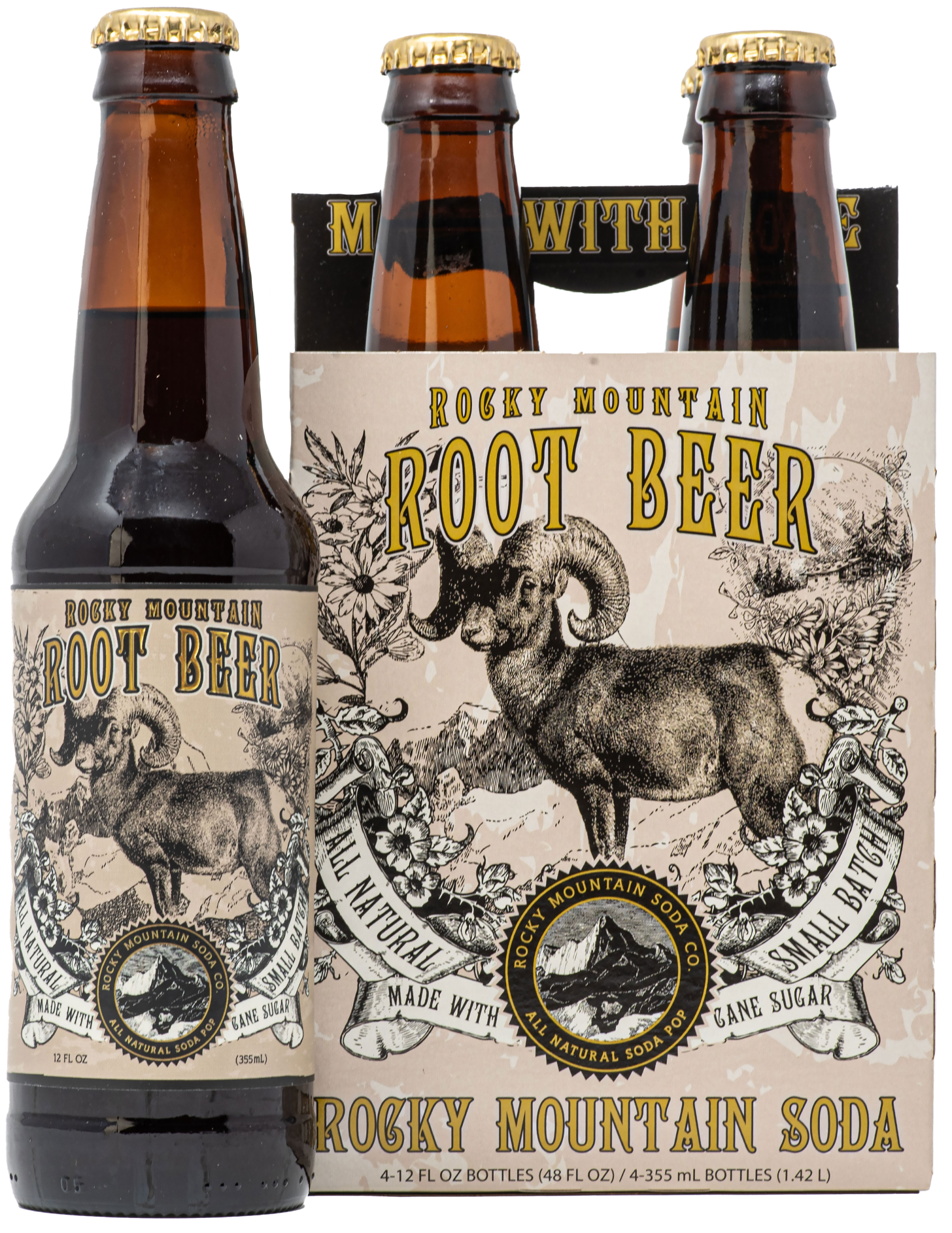 Rocky Mountain Soda - Rocky Mountain Root Beer Soda Pop (BOTTLES ONLY)