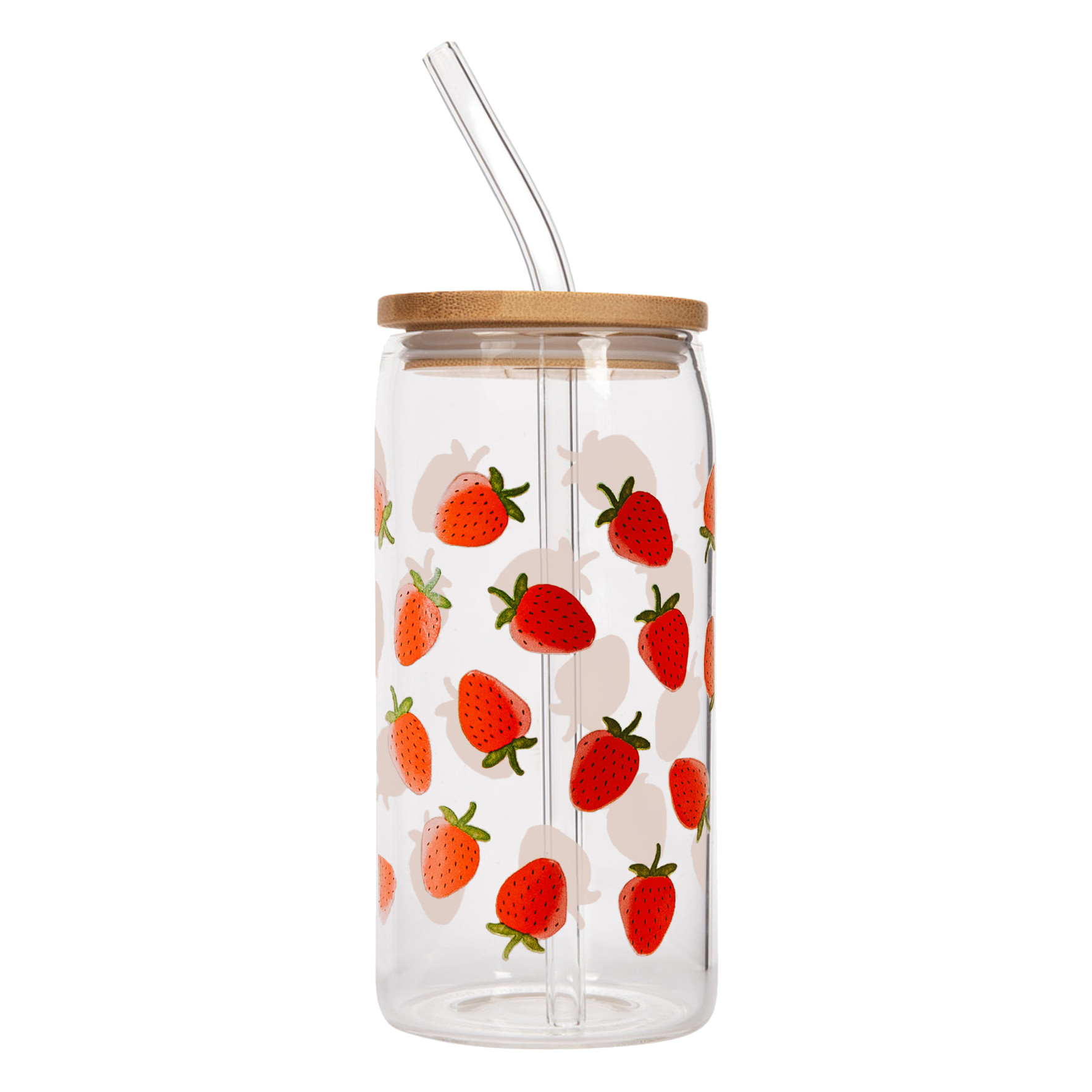 Sweet Water Decor - Strawberry 17 oz Can Glass w/ Straw and Lid - Decor & Gifts