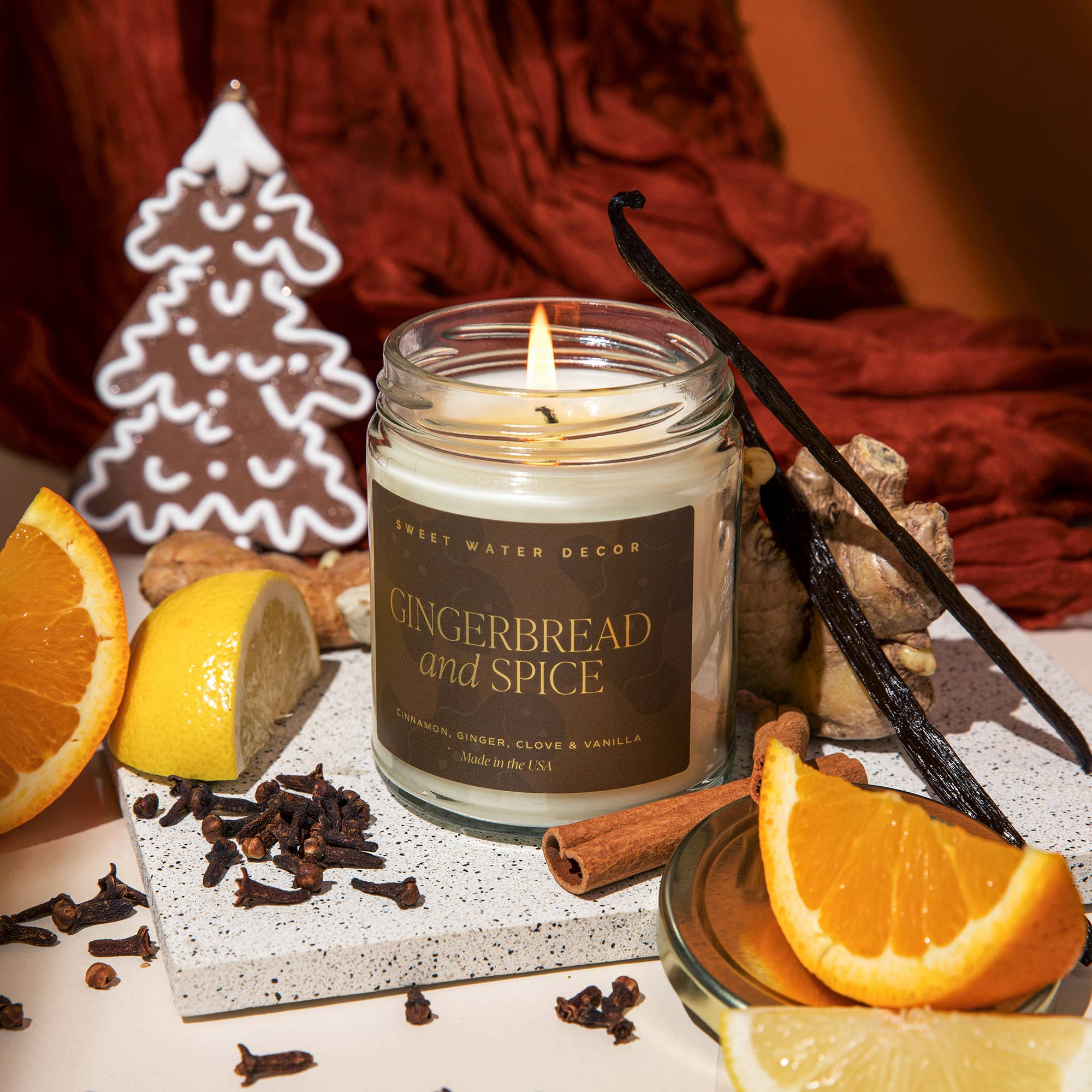 Sweet Water Decor - Gingerbread and Spice 9 oz Soy Candle (Gold Foil)- Christmas