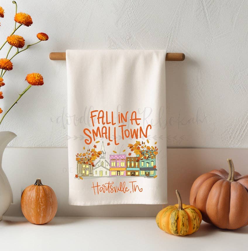 Doodles By Rebekah - Fall In A Small Town Tea Towel (Custom)