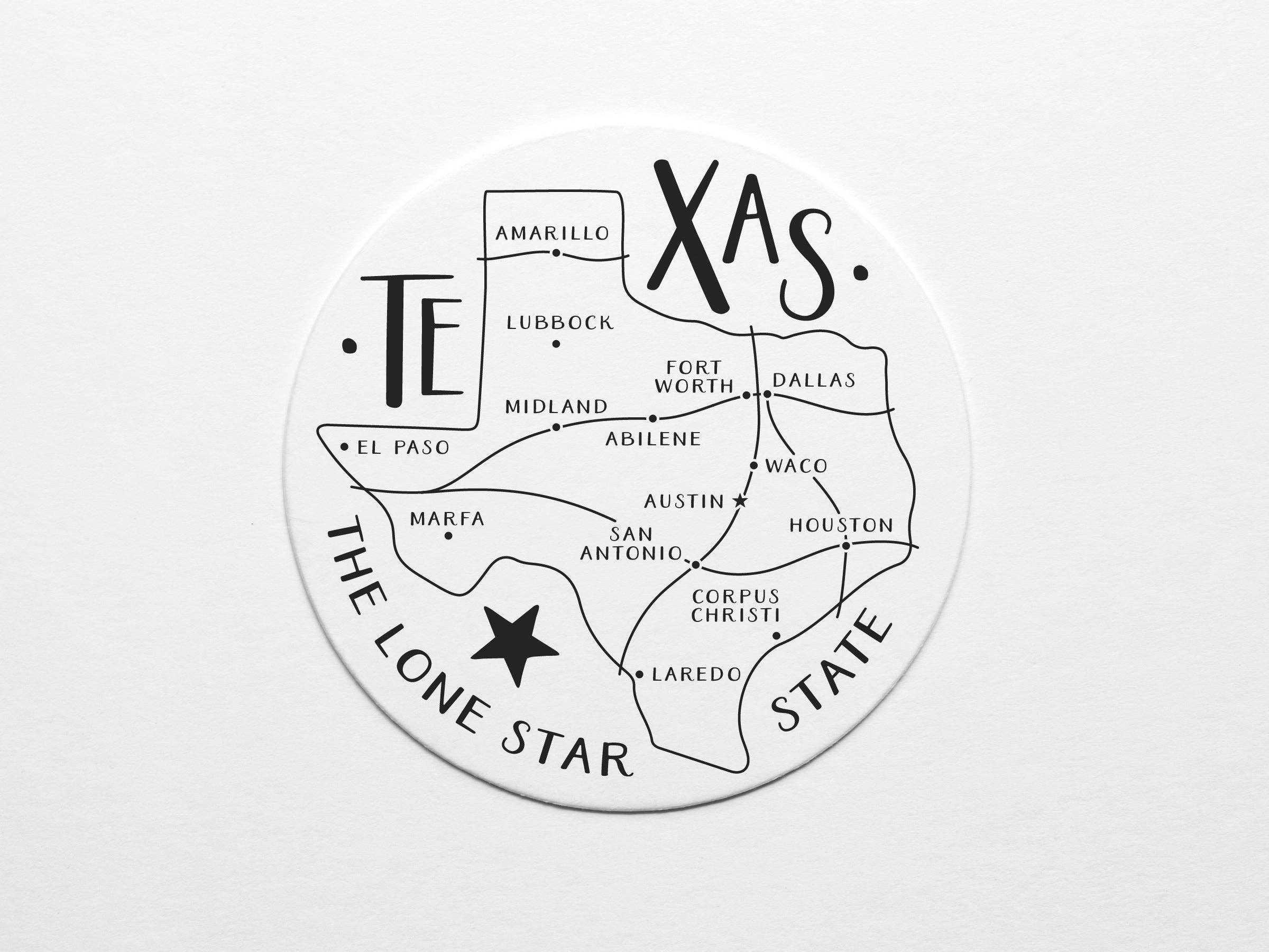Easyhand Goods Co. - Texas State Map Coaster Set