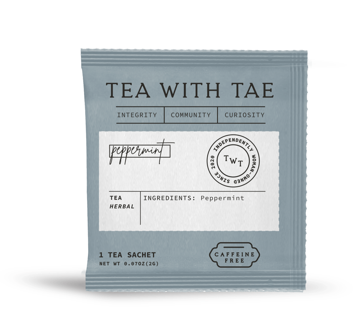 Tea with Tae - Peppermint Herbal Tea Box (15 wrapped pyramid tea bags)