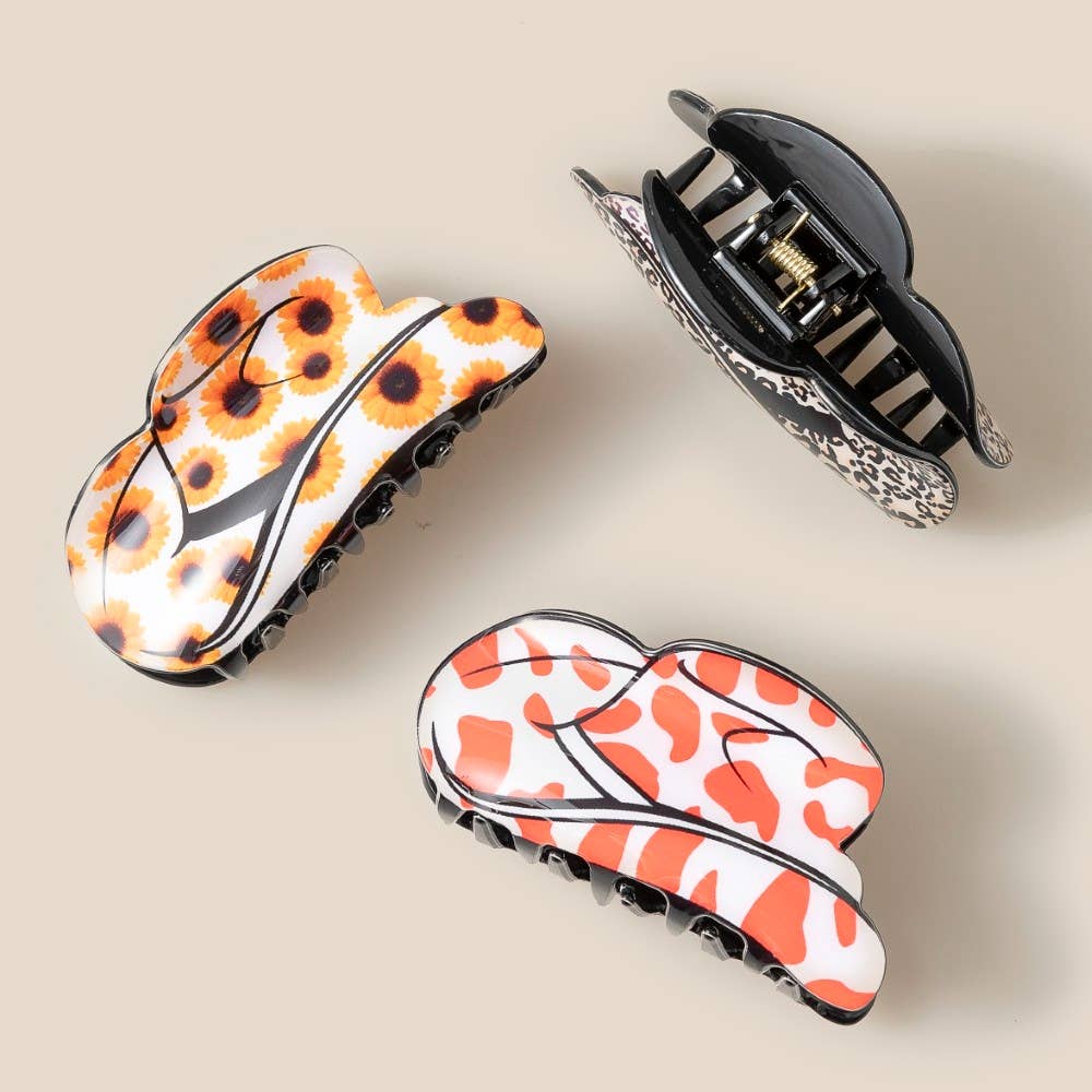 Anarchy Street - Floral Western Cowboy Hat Hair Claw Set