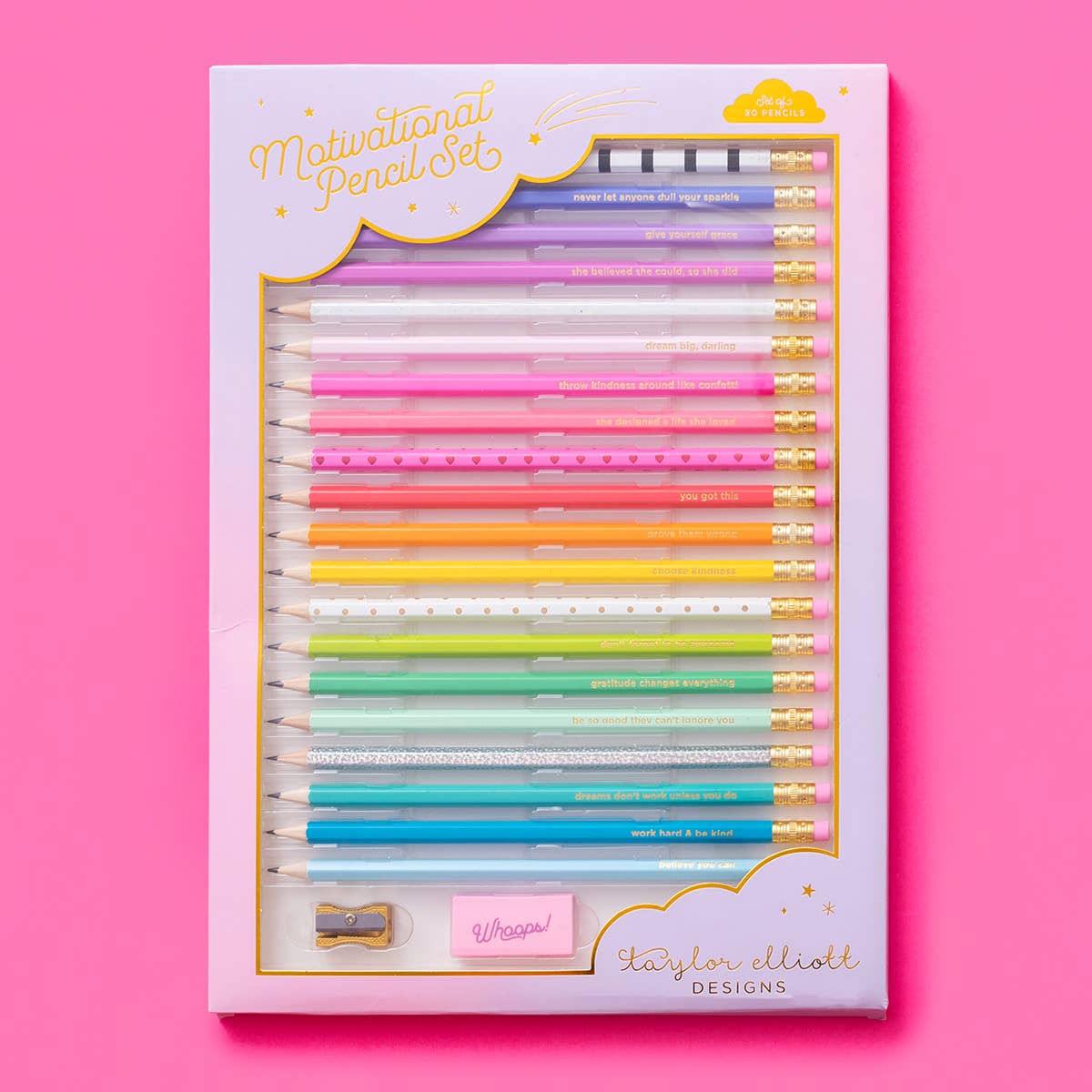 Taylor Elliott Designs - Pencil Set - Motivational - Asst Colors - 22 Pcs