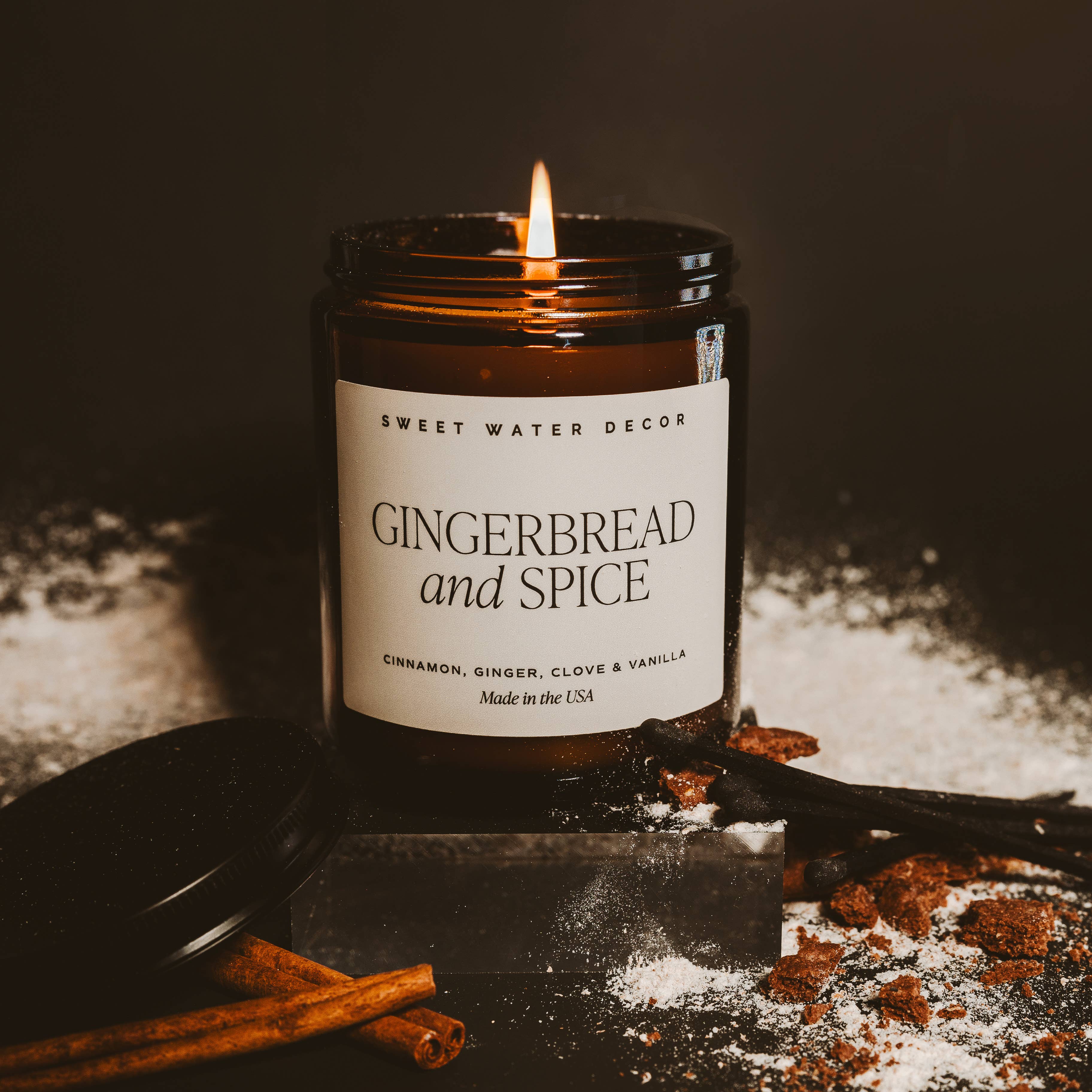 Sweet Water Decor - Gingerbread and Spice 9 oz Soy Candle- Christmas Decor