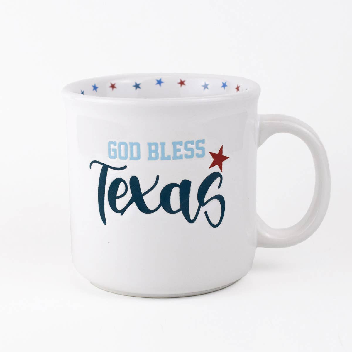 The Royal Standard - God Bless Texas Coffee Mug   White/Palace/Red/Blue   14oz