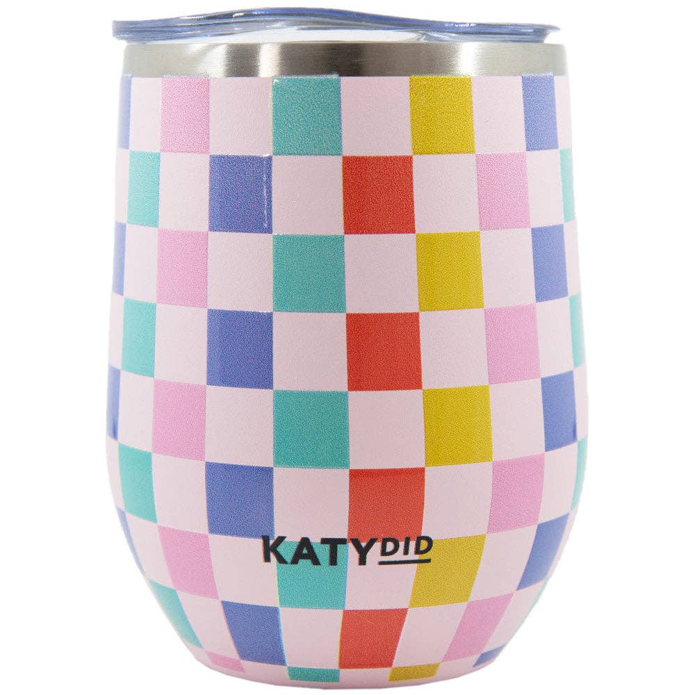 Katydid - Multicolored Checkered Insulated WINE TUMBLER