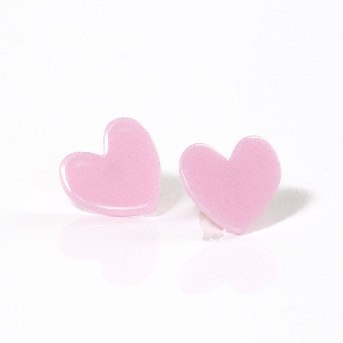 The Royal Standard - Heart Acetate Stud Earrings   Pink   .5"